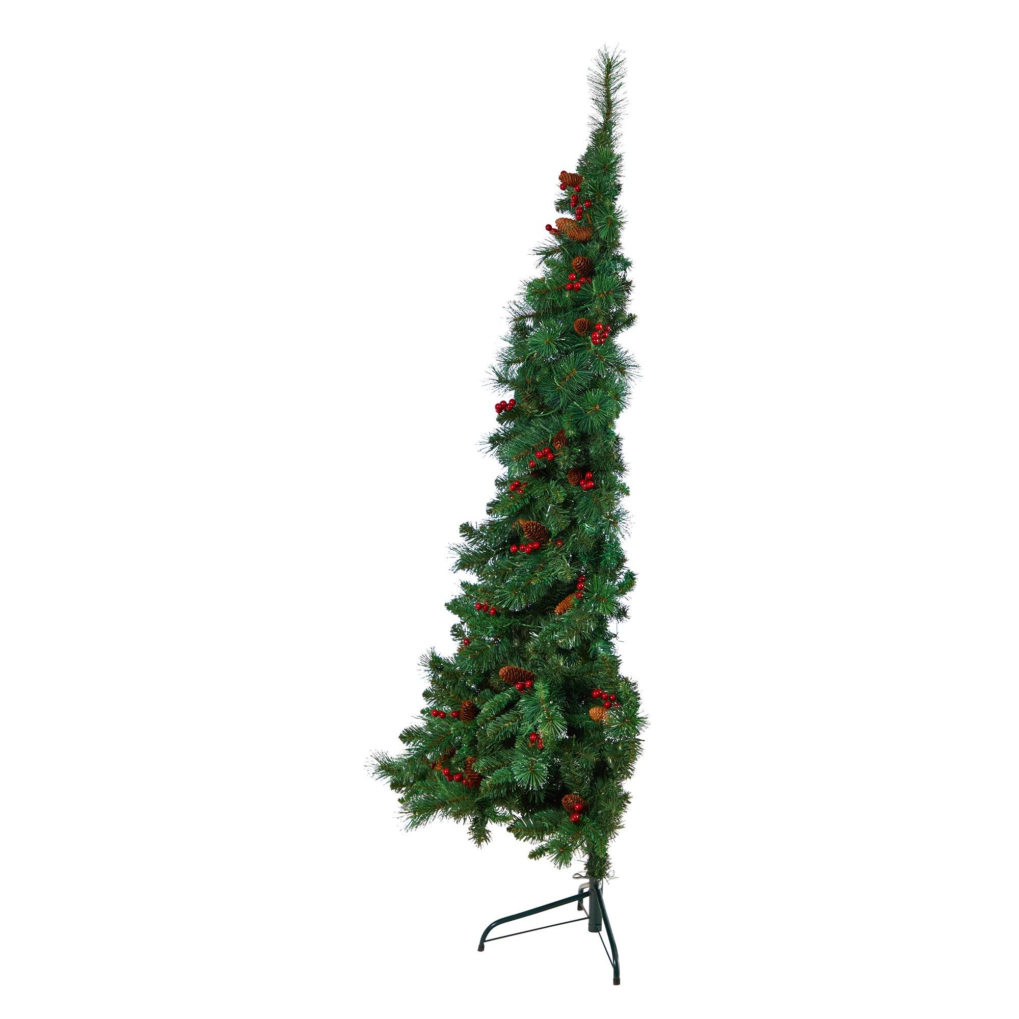 6’ Flat Back Montreal Mountain Artificial Christmas Tree with Pine Cones and Berries - Image 4