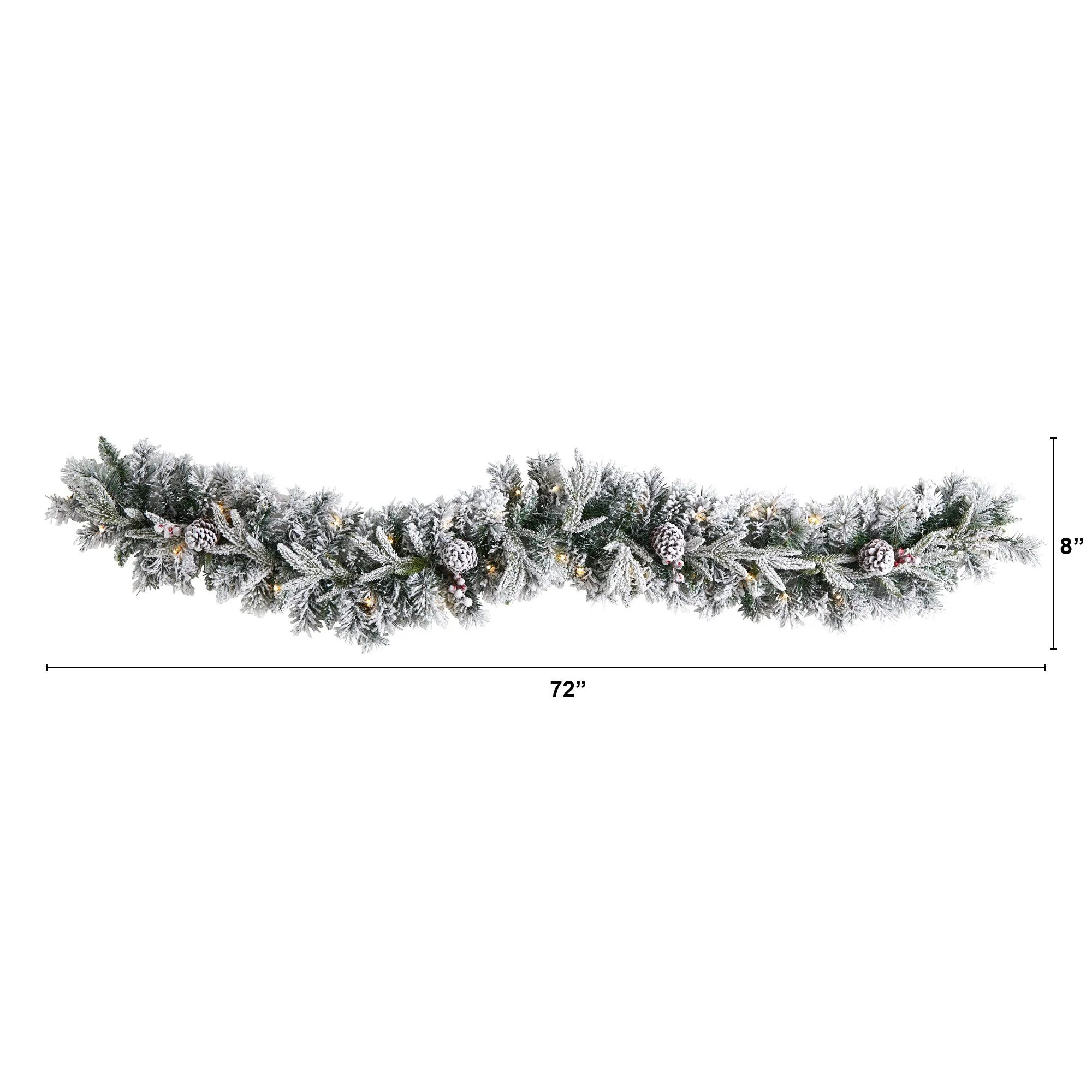 6’ Flocked Artificial Christmas Garland with Pine Cones and 35 Warm White LED Lights - Image 2