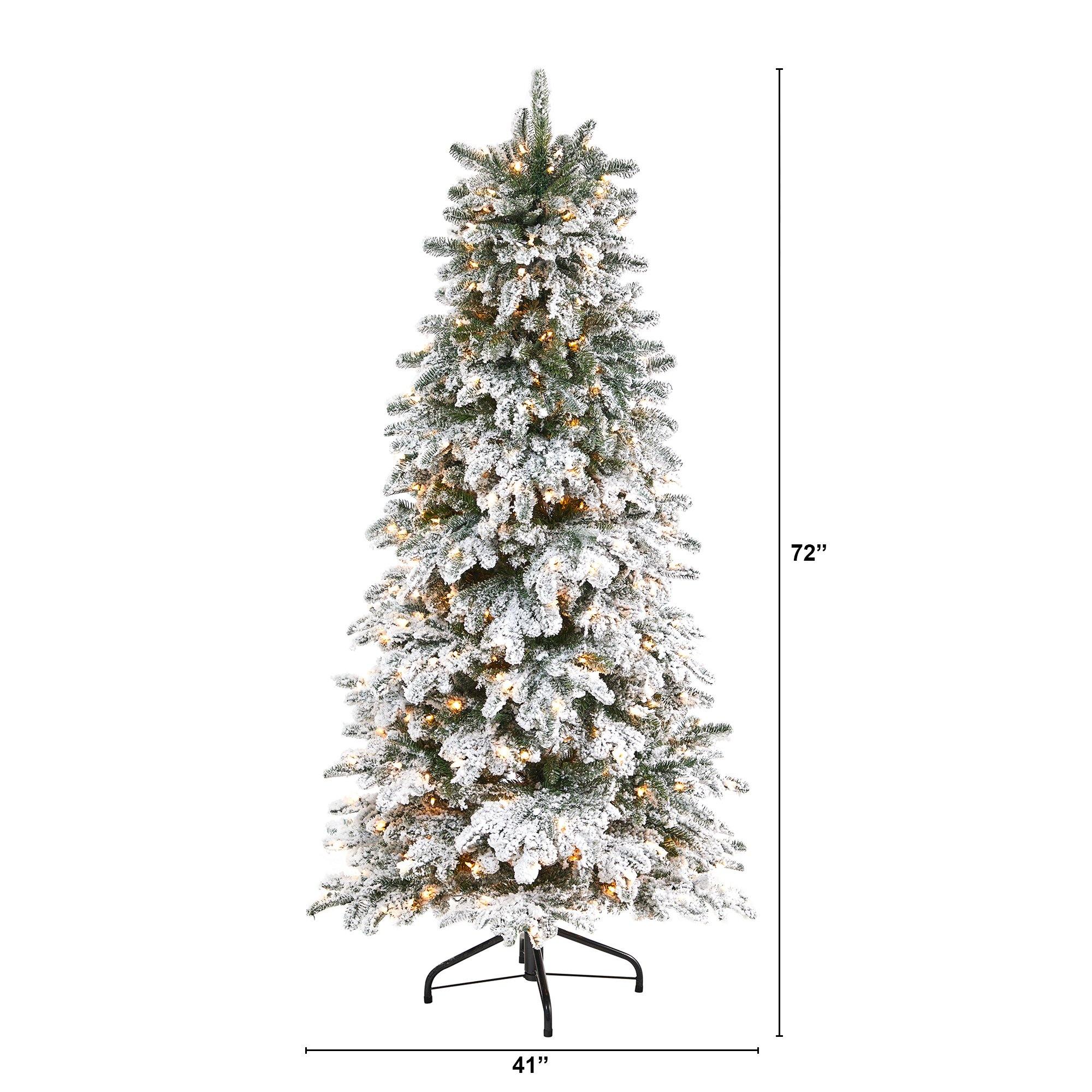 6’ Flocked North Carolina Fir Artificial Christmas Tree with 450 Warm White Lights and 1560 Bendable Branches - Image 2