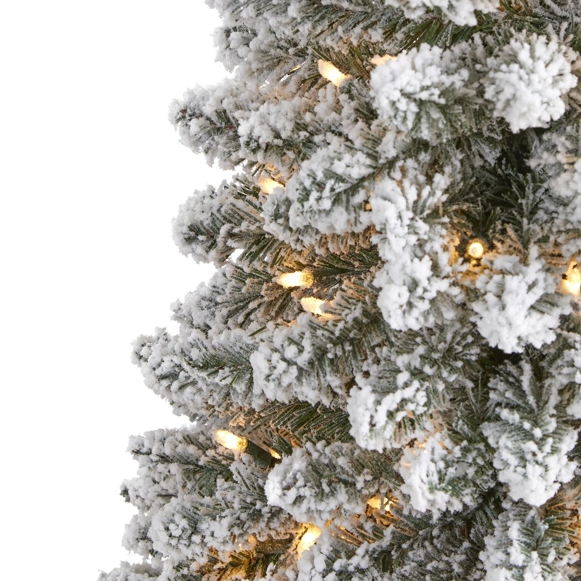 6’ Flocked Pencil Artificial Christmas Tree with 300 Clear Lights and 438 Bendable Branches - Image 3
