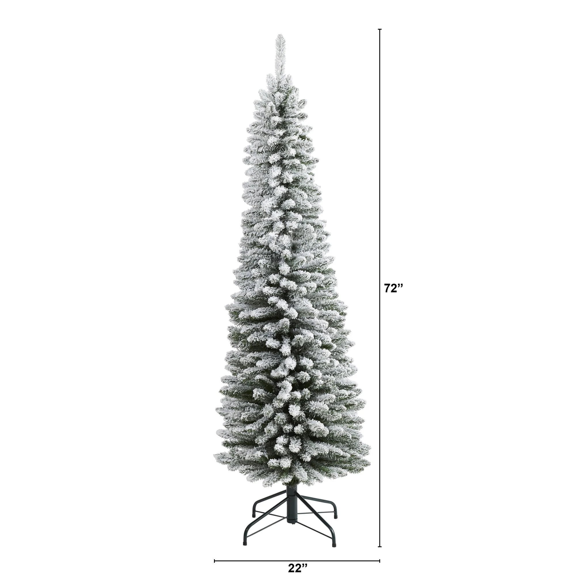 6’ Flocked Pencil Artificial Christmas Tree with 438 Bendable Branches - Image 2