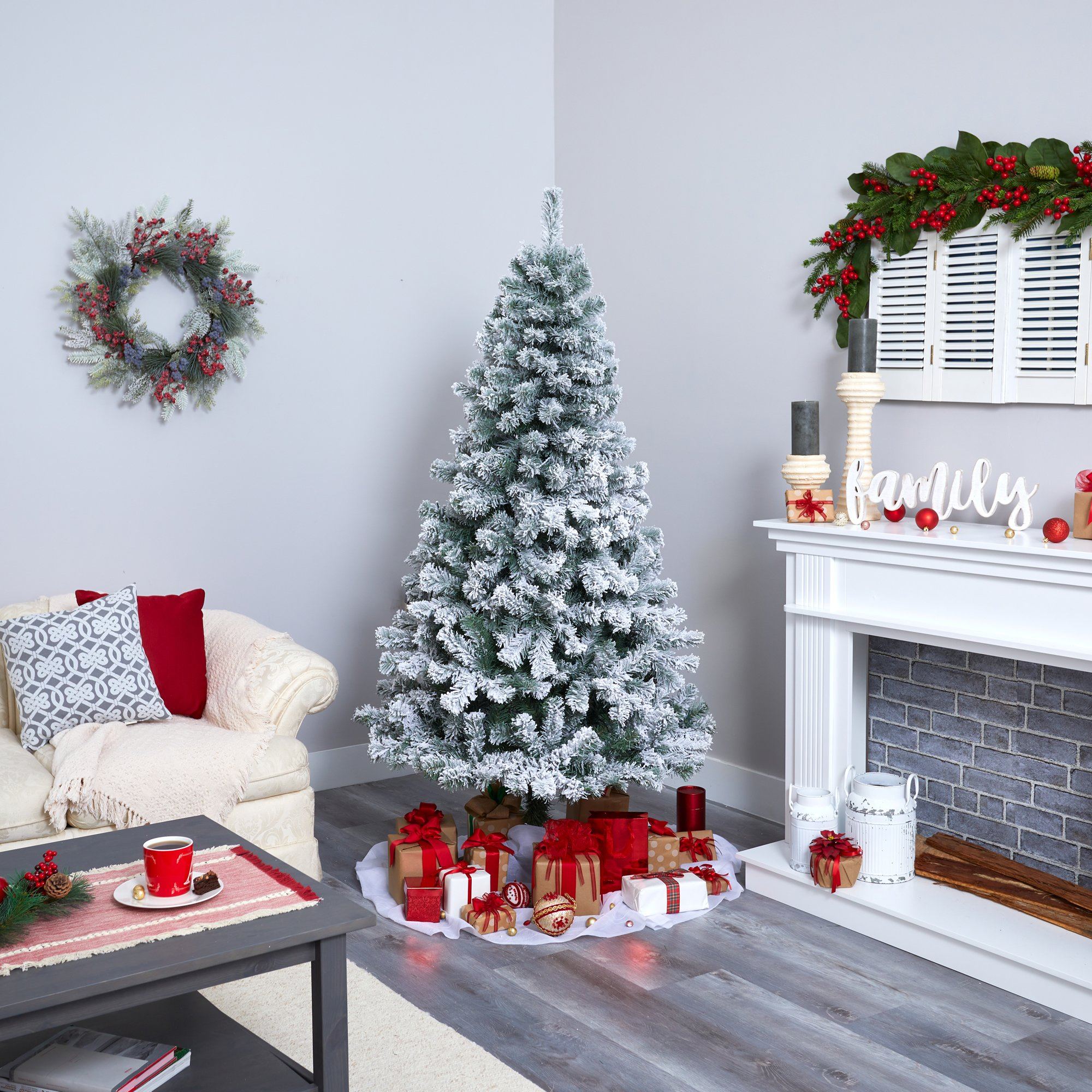 6' Flocked Rock Springs Spruce Artificial Christmas Tree - Image 5