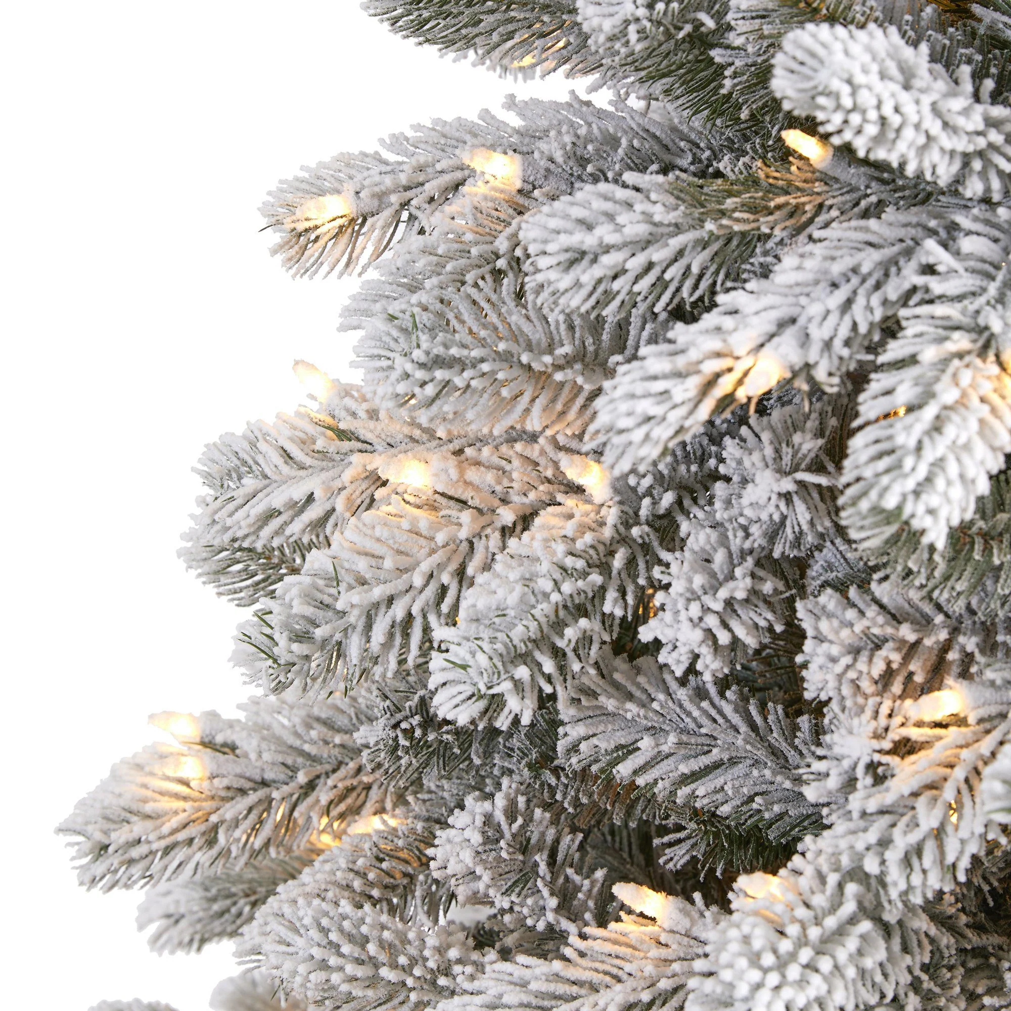 6’ Flocked South Carolina Spruce Artificial Christmas Tree with 450 Clear Lights and 925 Bendable Branches - Image 3