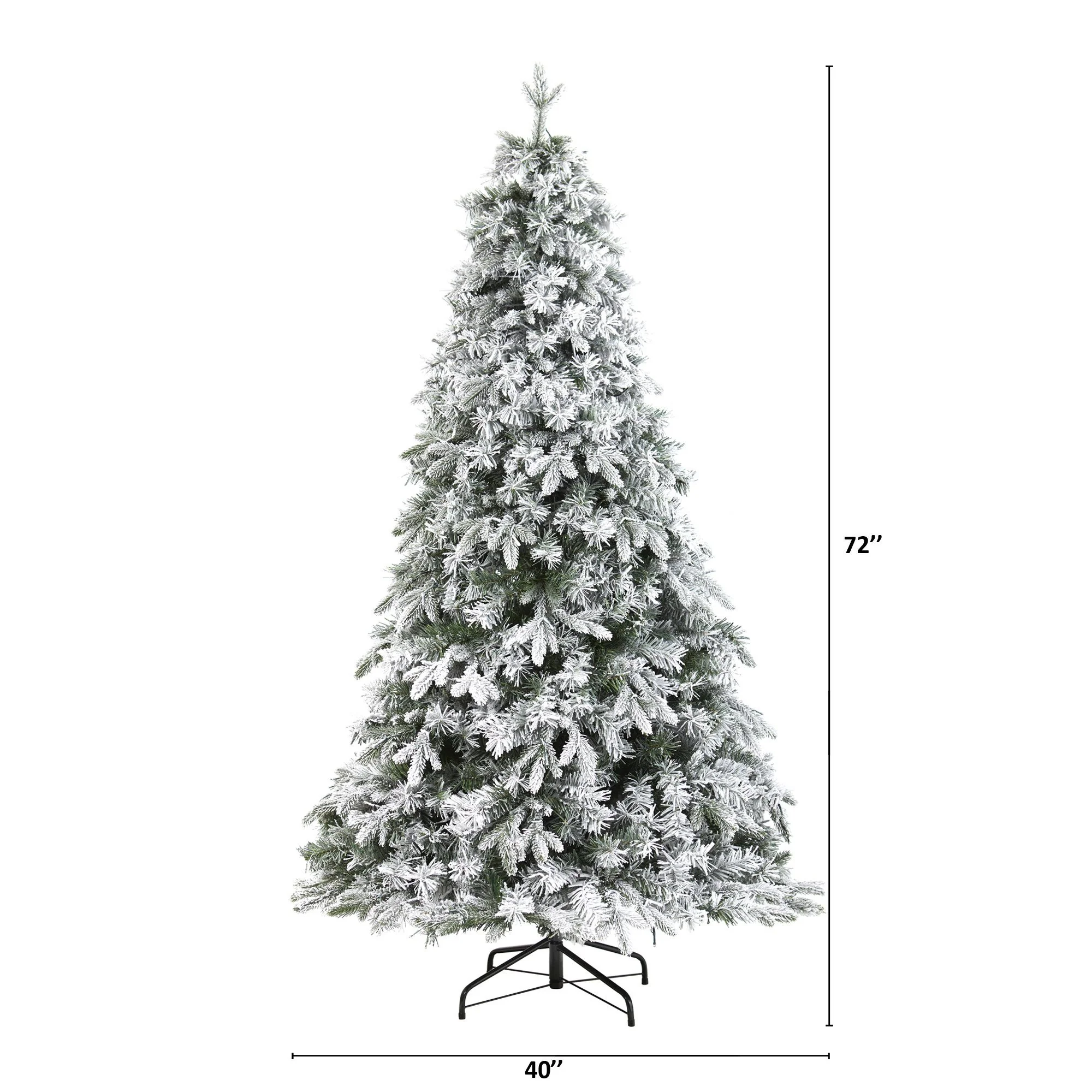 6' Flocked Vermont Mixed Pine Artificial Christmas Tree with 300 Clear LEDs Lights - Image 2