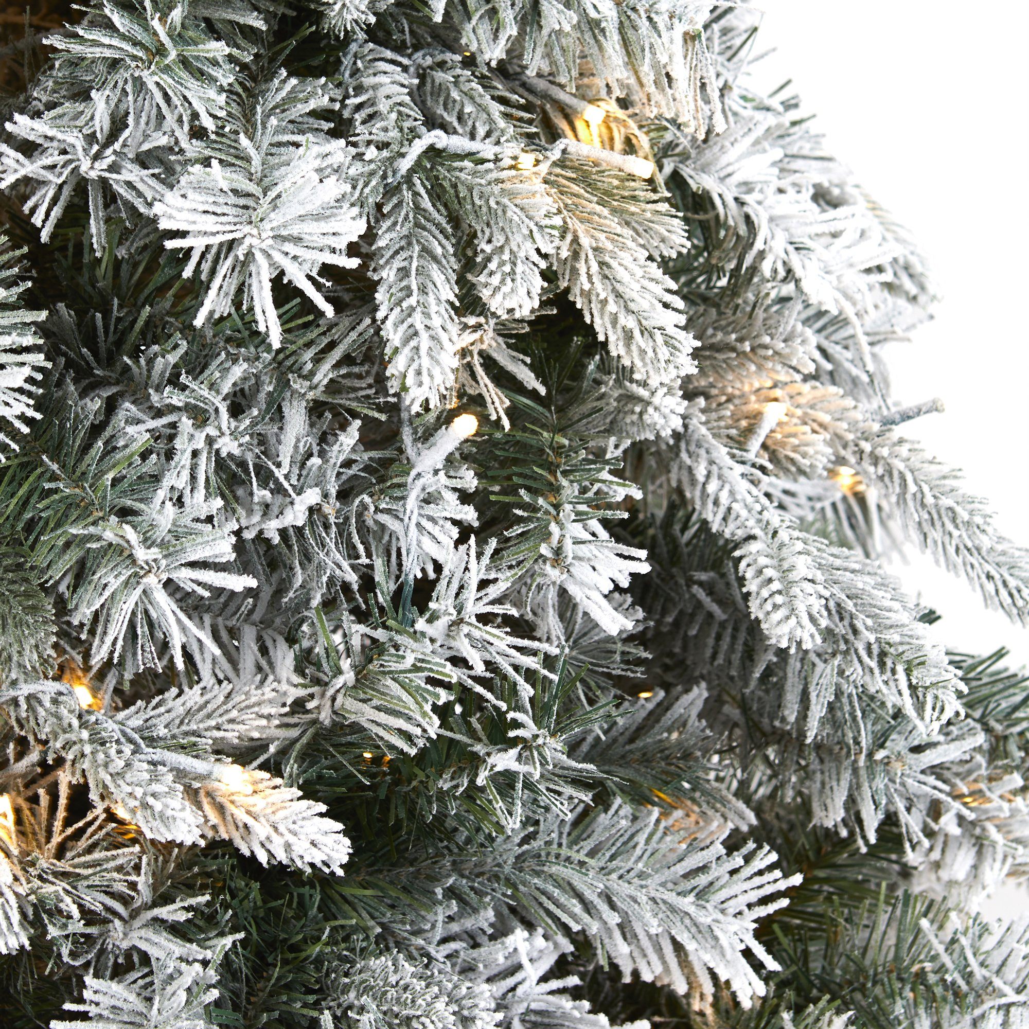 6' Flocked Vermont Mixed Pine Artificial Christmas Tree with 300 Clear LEDs Lights - Image 4