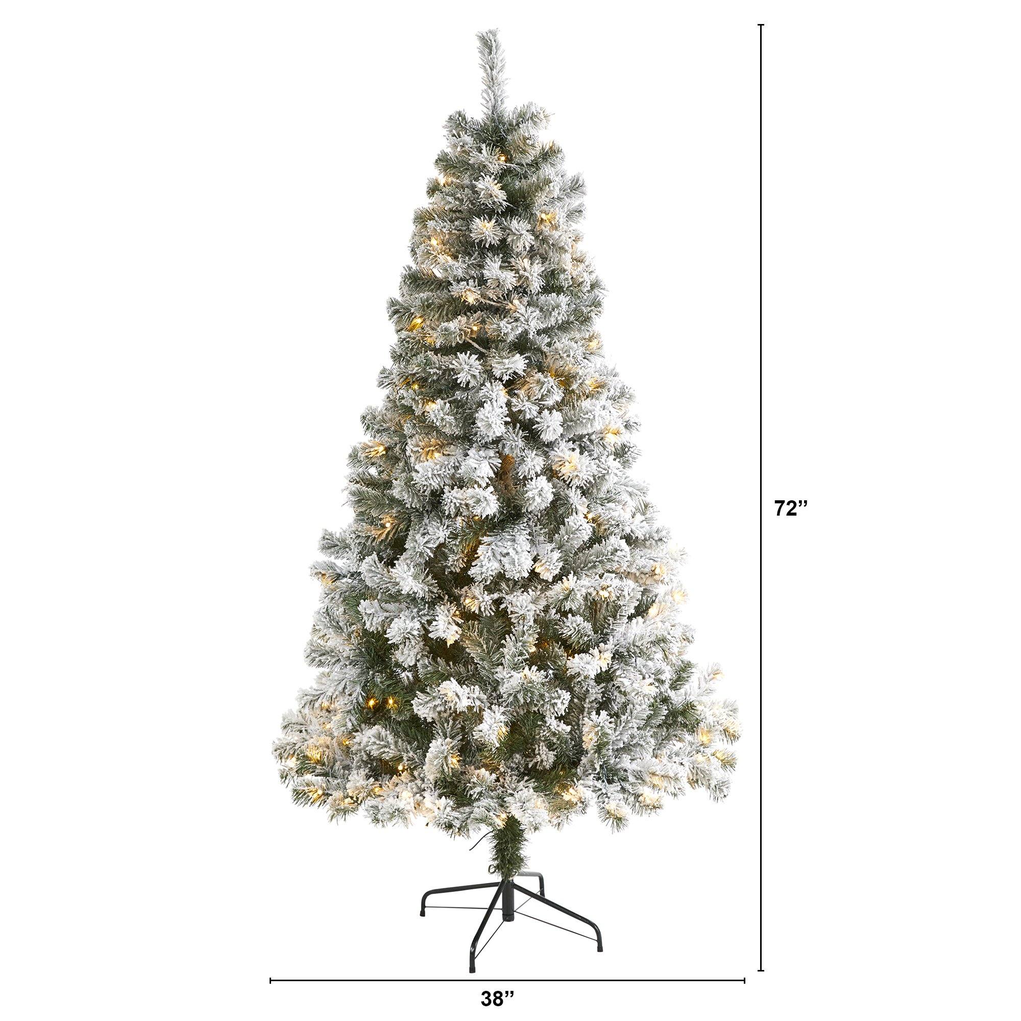 6' Flocked West Virginia Fir Artificial Christmas Tree with 250 Clear LED Lights - Image 2