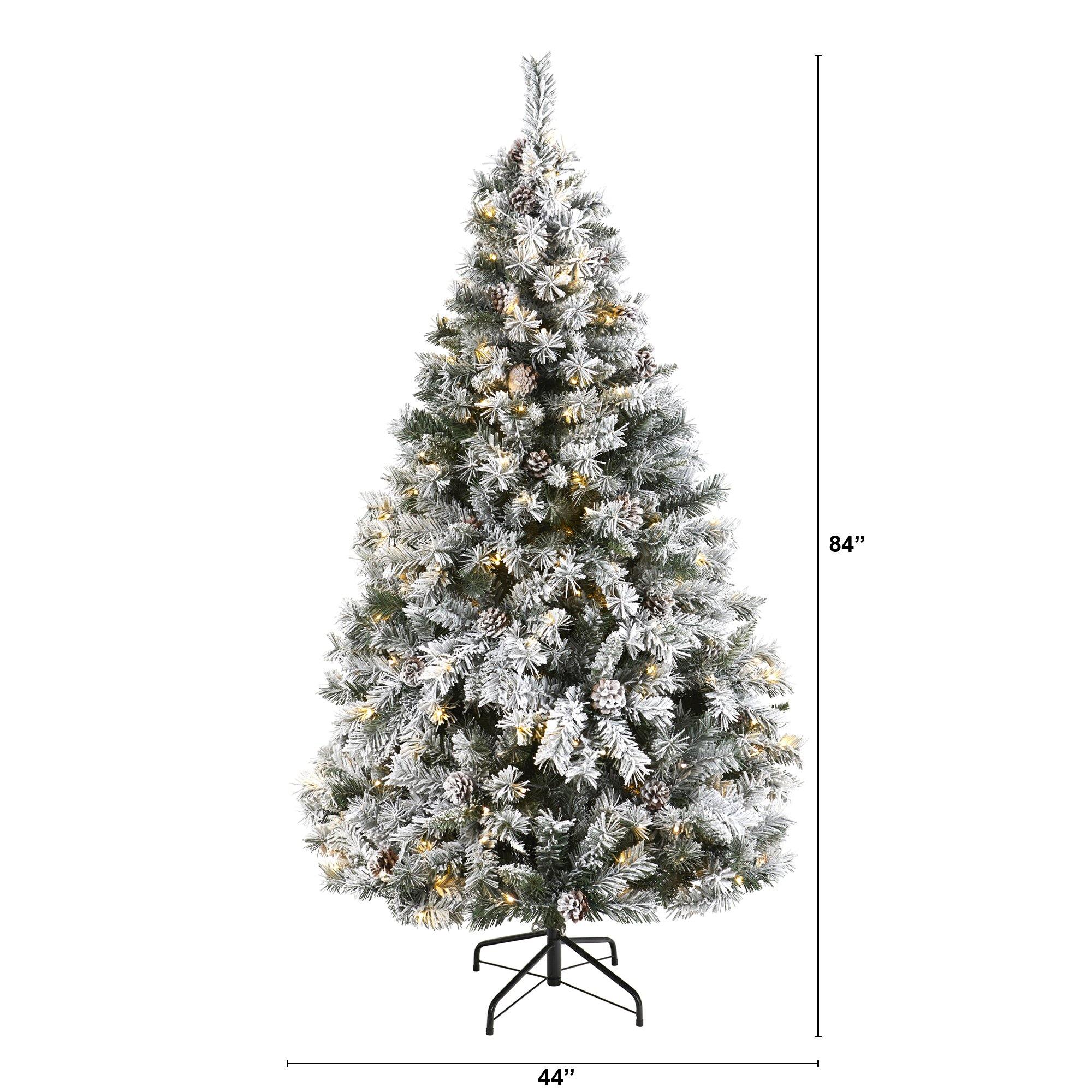 6' Flocked White River Mountain Pine Artificial Christmas Tree with Pinecones and 250 Clear LED Lights - Image 2