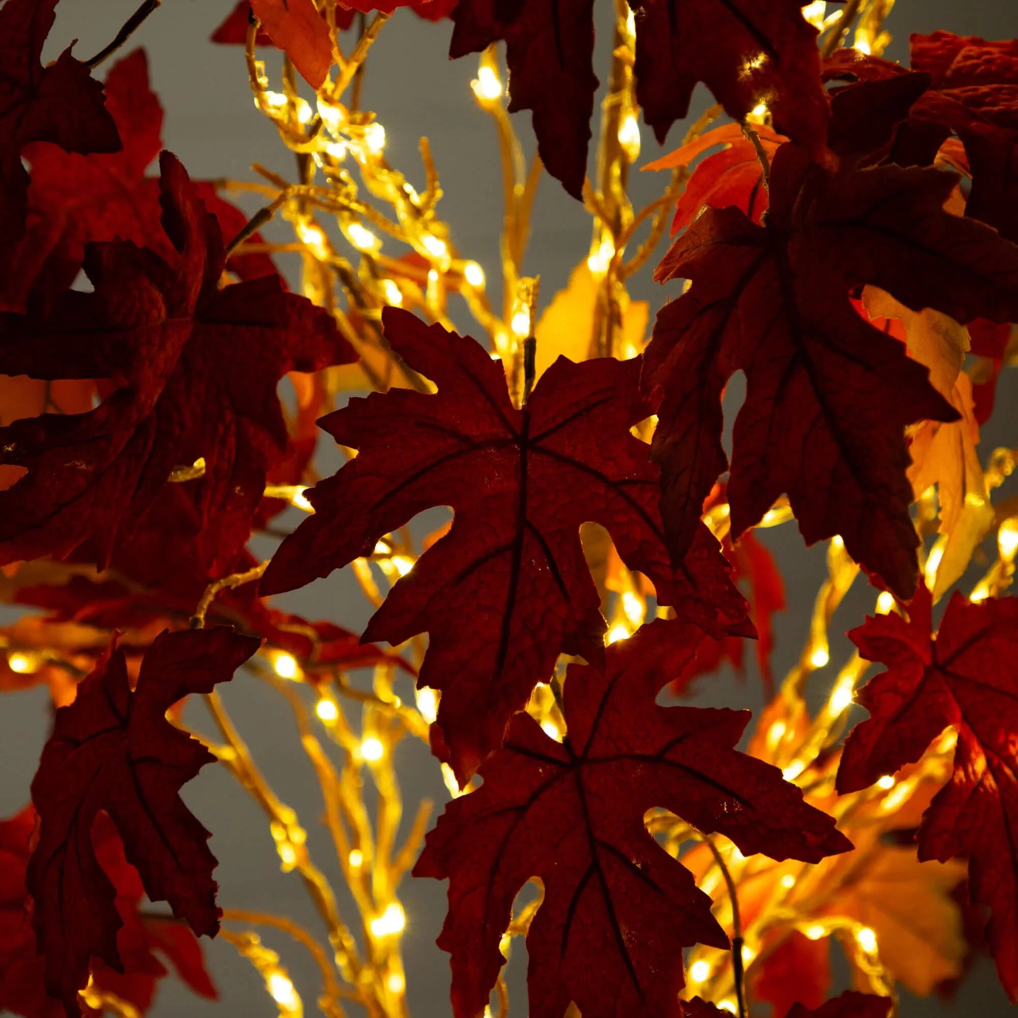 6' Pre-Lit Autumn Weeping Maple Artificial Fall Tree with 300 Warm White LED Lights - Image 2