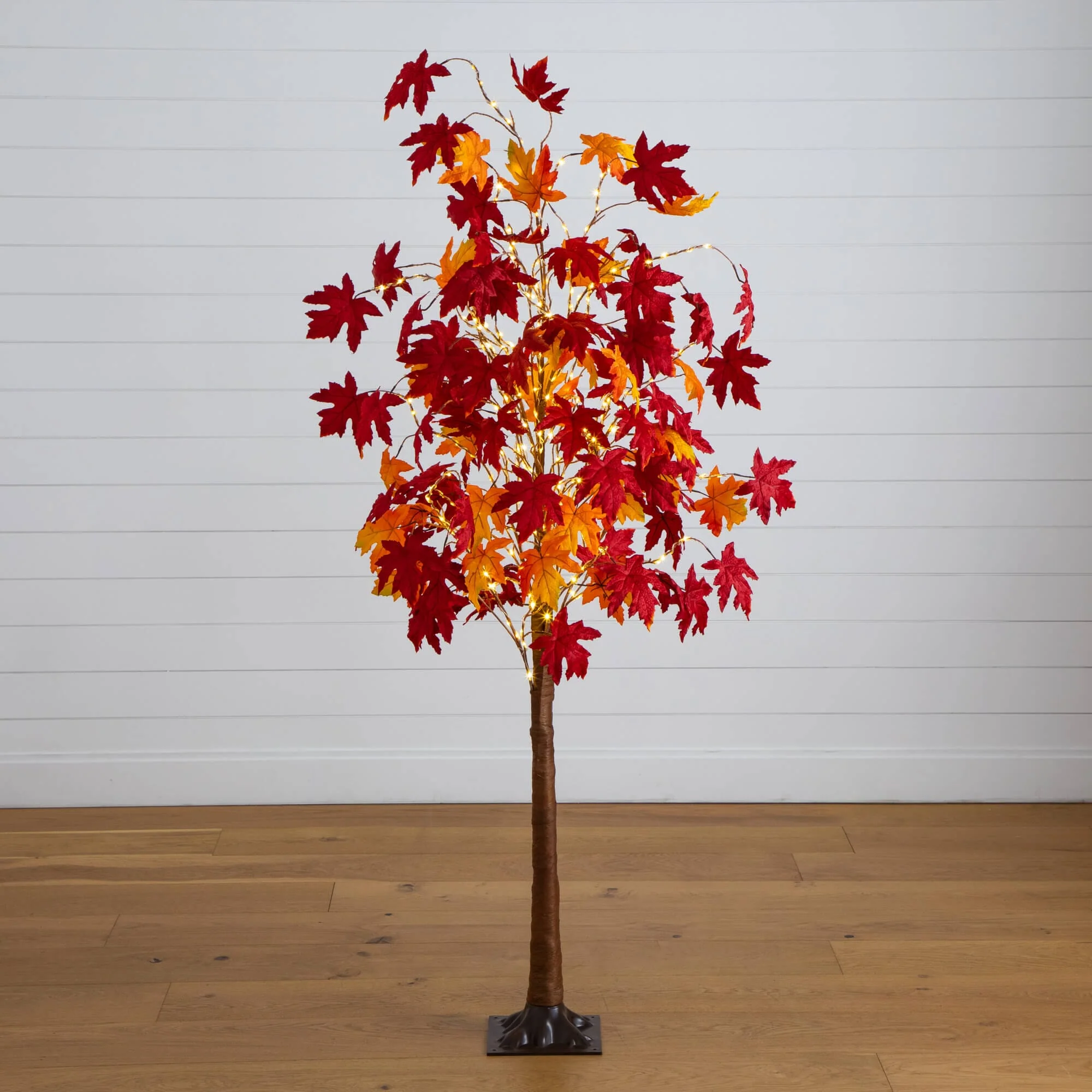 6' Pre-Lit Autumn Weeping Maple Artificial Fall Tree with 300 Warm White LED Lights - Image 4