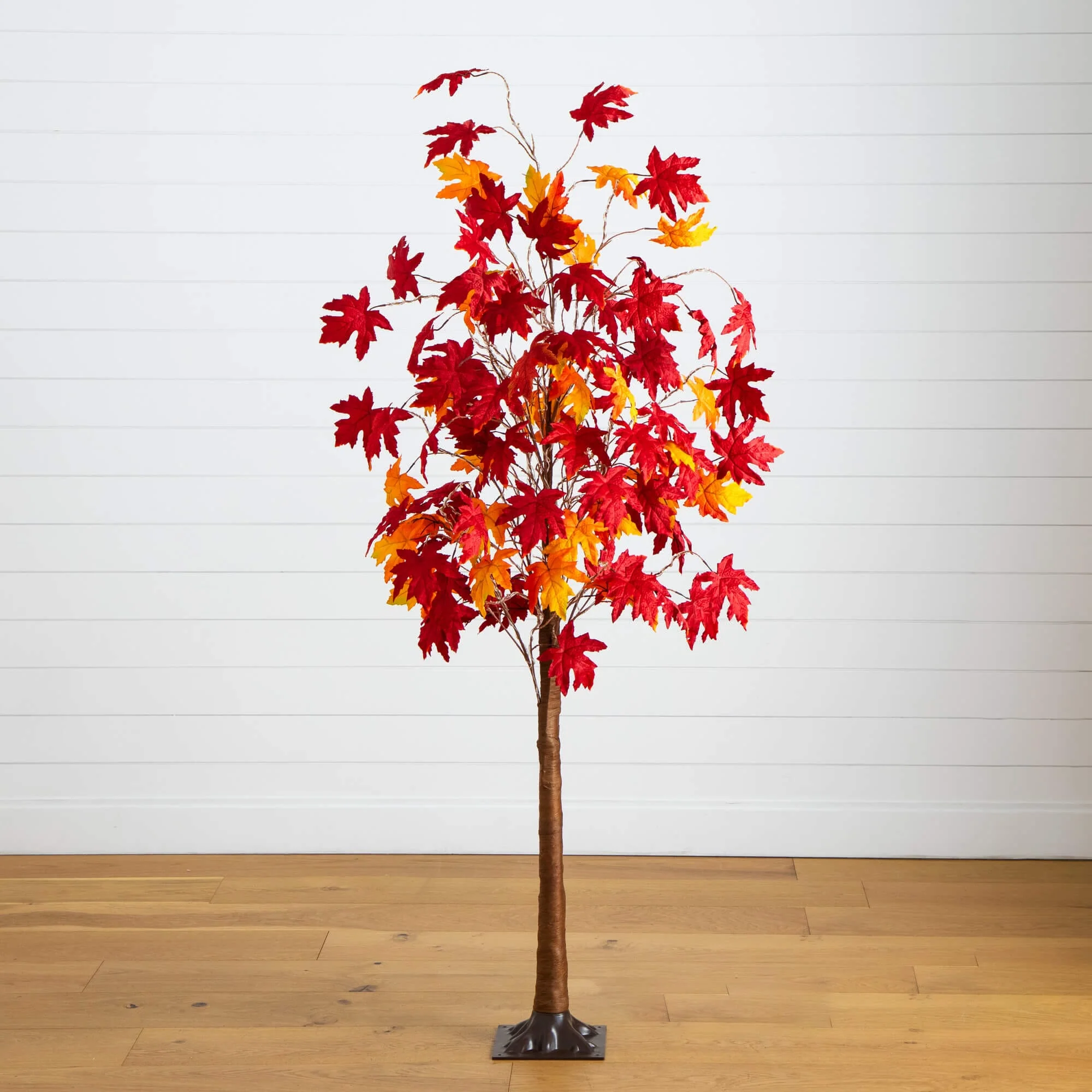 6' Pre-Lit Autumn Weeping Maple Artificial Fall Tree with 300 Warm White LED Lights - Image 5
