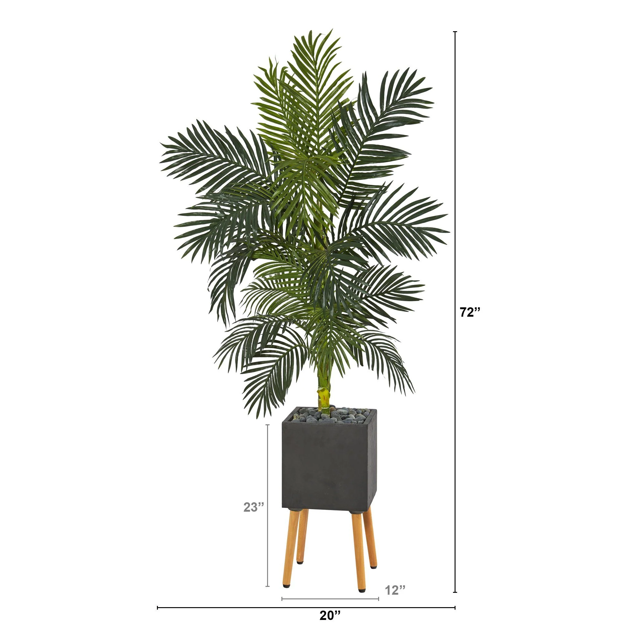 6’ Golden Cane Artificial Palm Tree in Black Modern Planter with Stand - Image 2