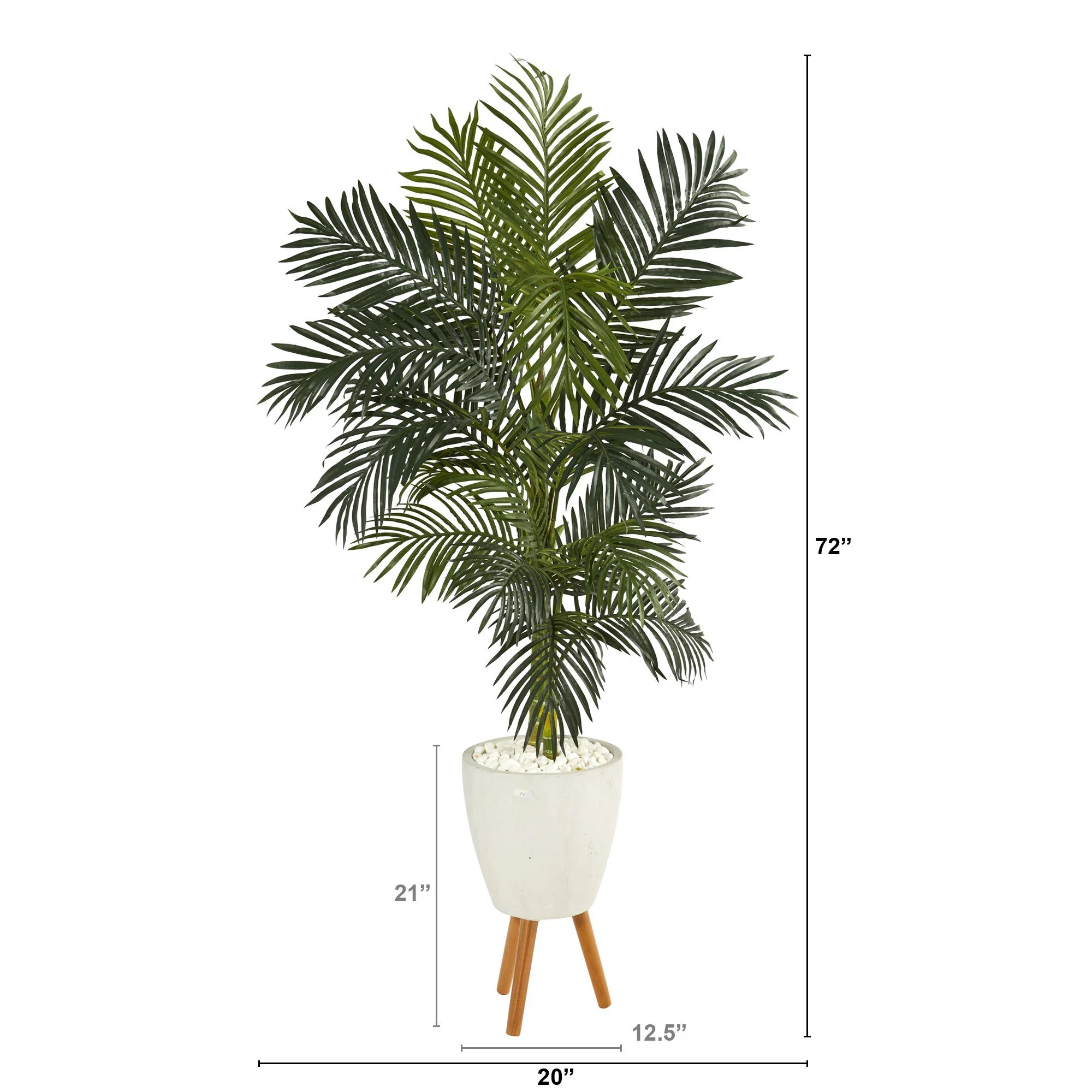 6’ Golden Cane Artificial Palm Tree in White Planter with Stand - Image 2