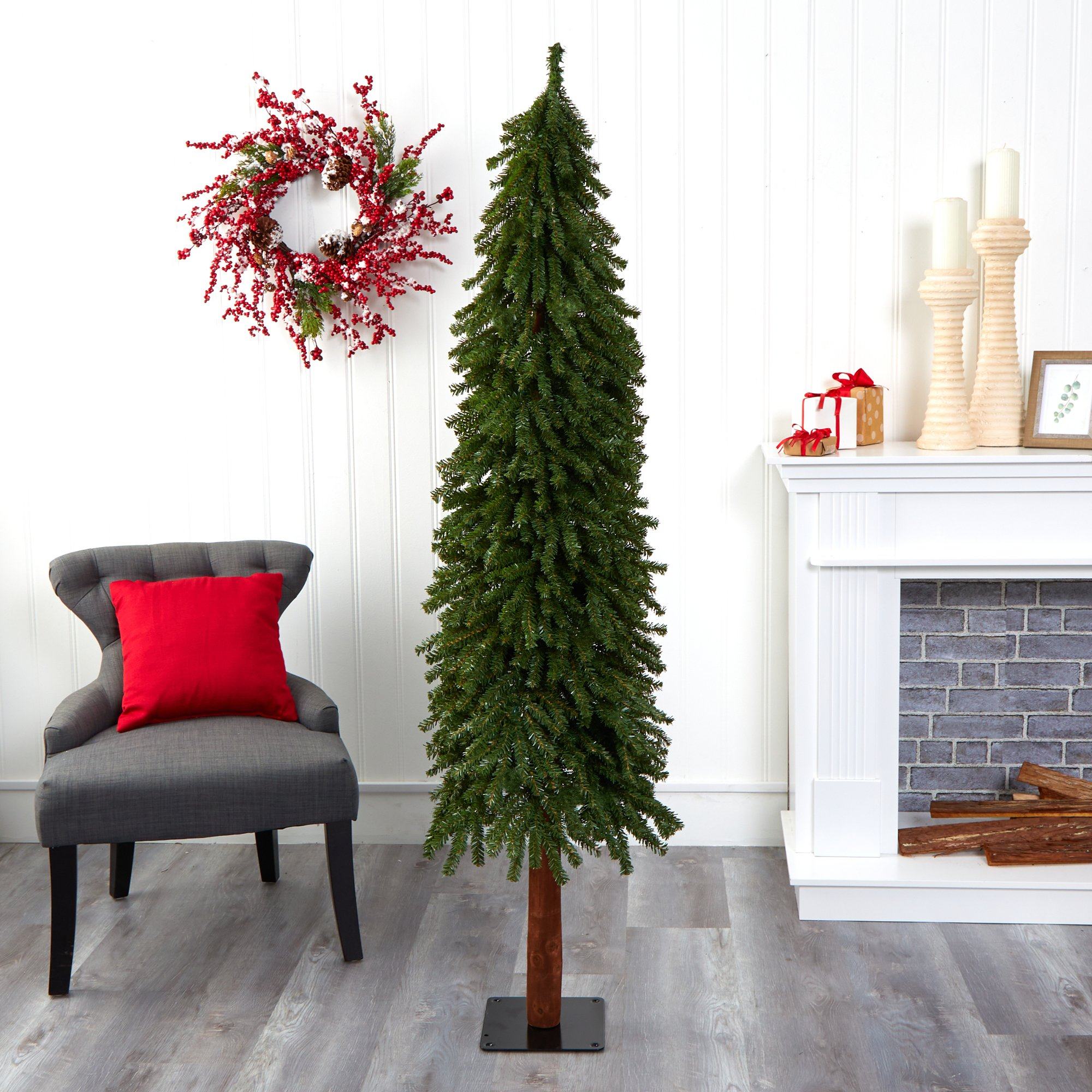 6’ Grand Alpine Artificial Christmas Tree with 601 Bendable Branches on Natural Trunk - Image 6