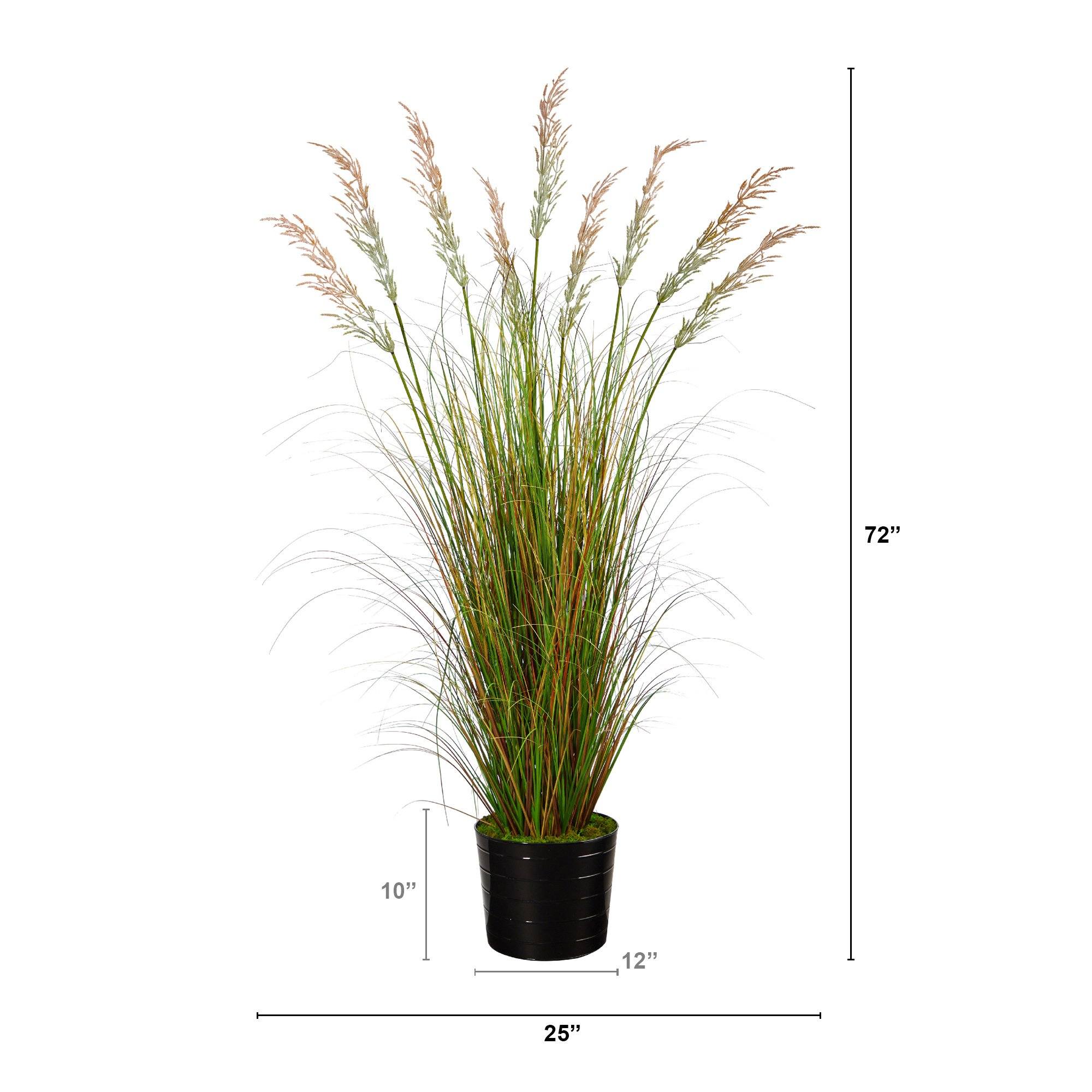6’ Artificial Grass Plant in Black Tin Planter - Image 2