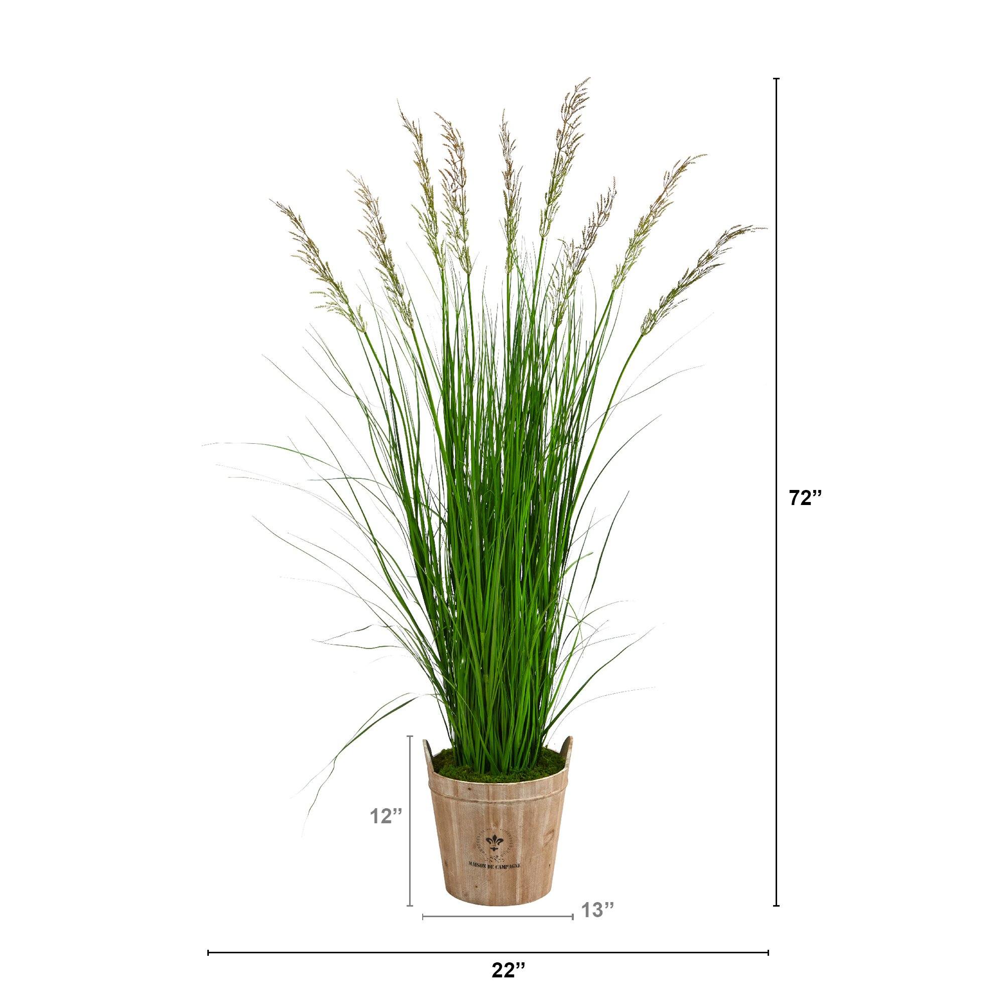 6’ Grass Artificial Plant in Farmhouse Planter - Image 2