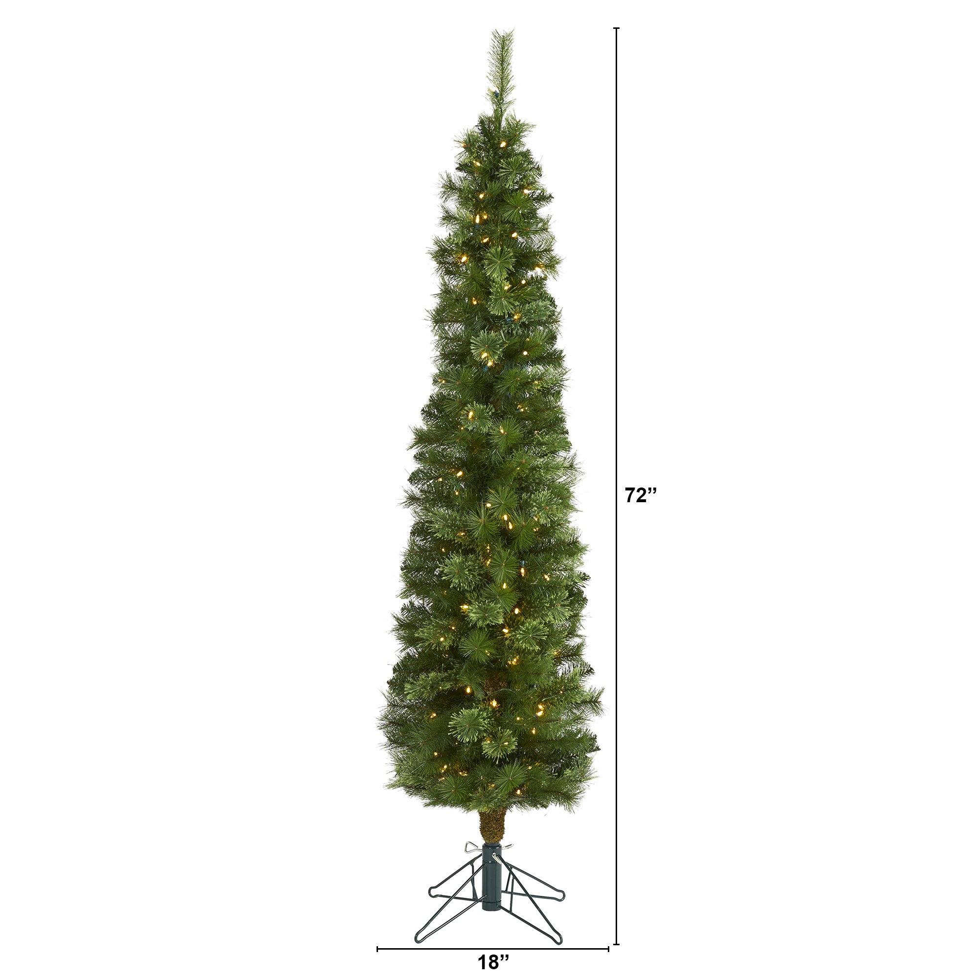 6' Green Pencil Artificial Christmas Tree with 150 Clear (Multifunction) LED Lights and 264 Bendable Branches - Image 2