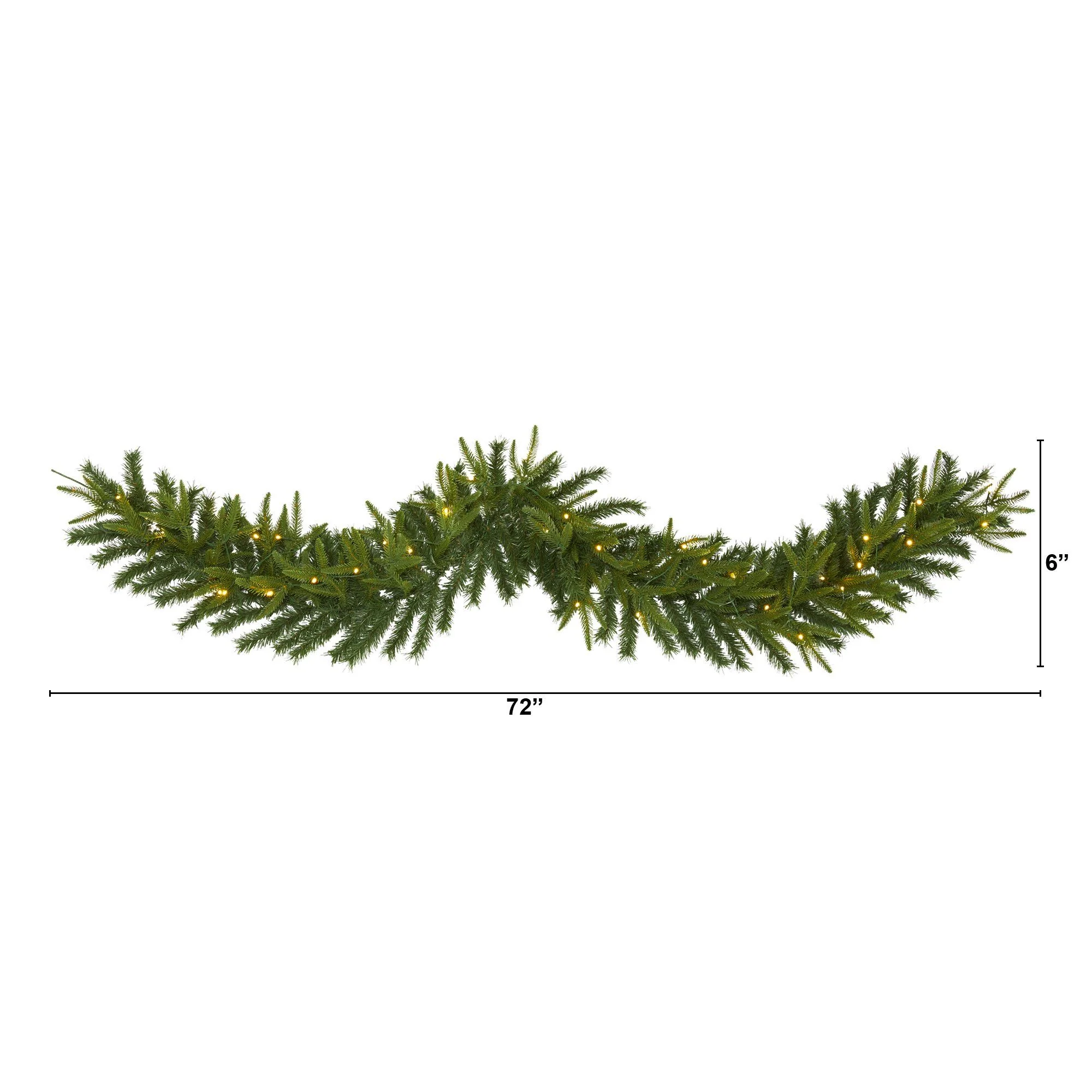 6’ Green Pine Artificial Christmas Garland with 35 Clear LED Lights - Image 2