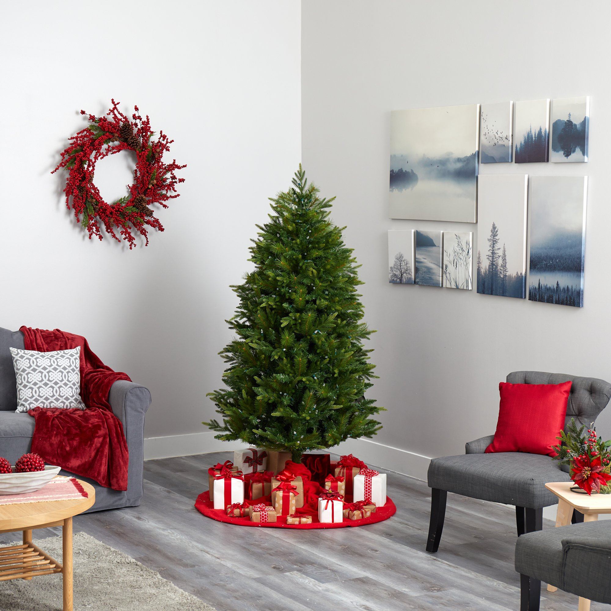 6' Hartford Fir Artificial Christmas Tree with 250 Warm (Multifunction) LED Lights with Instant Connect Technology and 711 Bendable Branches - Image 6