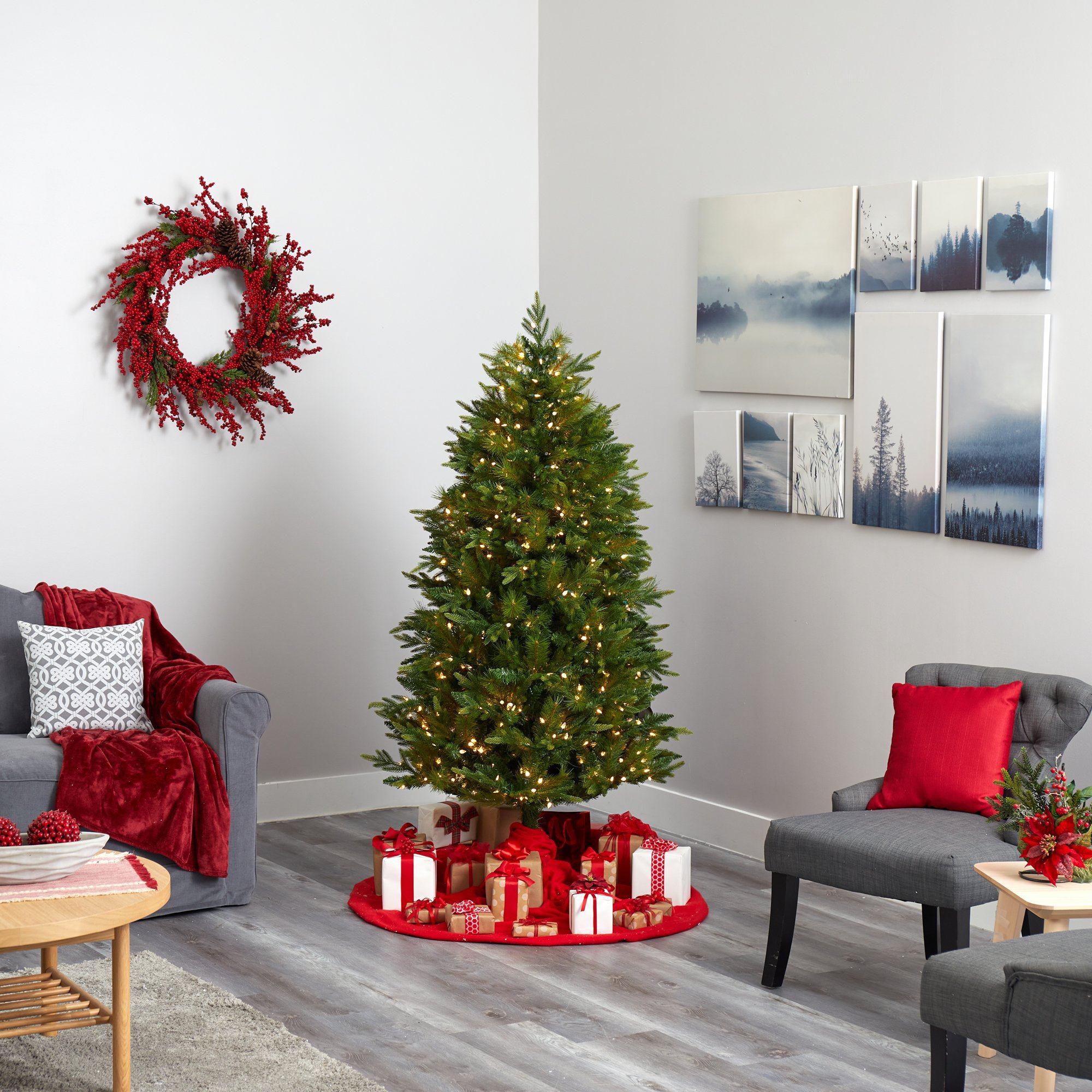 6' Hartford Fir Artificial Christmas Tree with 250 Warm (Multifunction) LED Lights with Instant Connect Technology and 711 Bendable Branches - Image 8