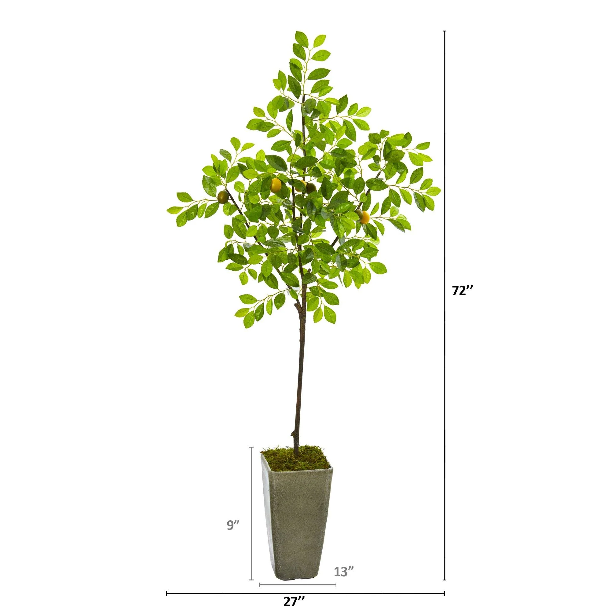 6’ Lemon Artificial Tree in Olive Green Planter - Image 4