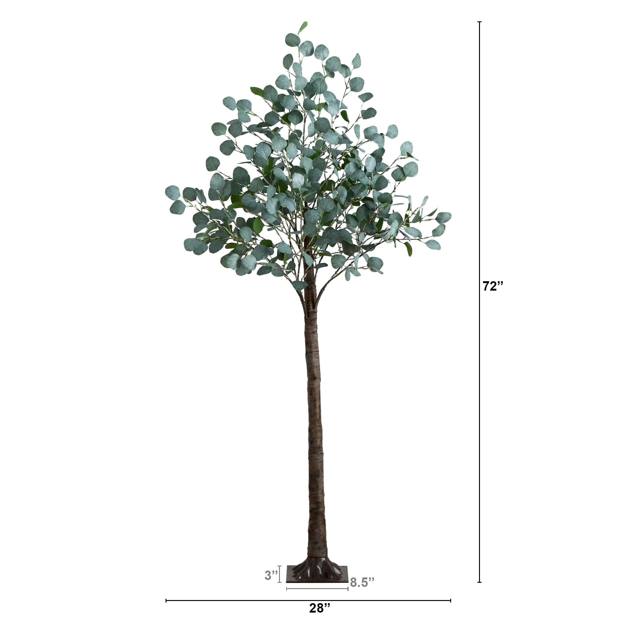 6’ Lighted Artificial Eucalyptus Tree with 420 Warm White LED Lights - Image 8
