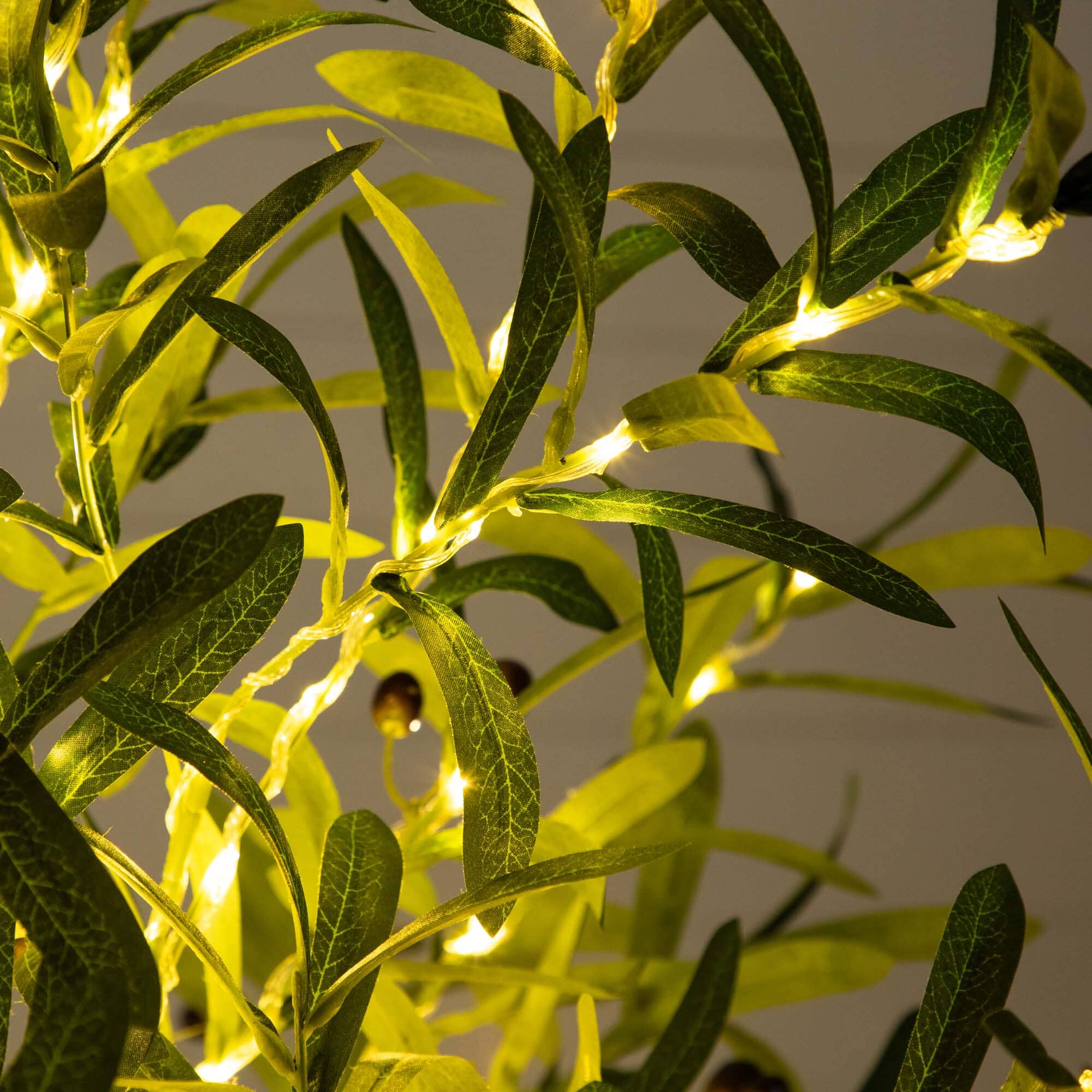 6’ Lighted Artificial Olive Tree with 300 Warm White LED Lights - Image 2