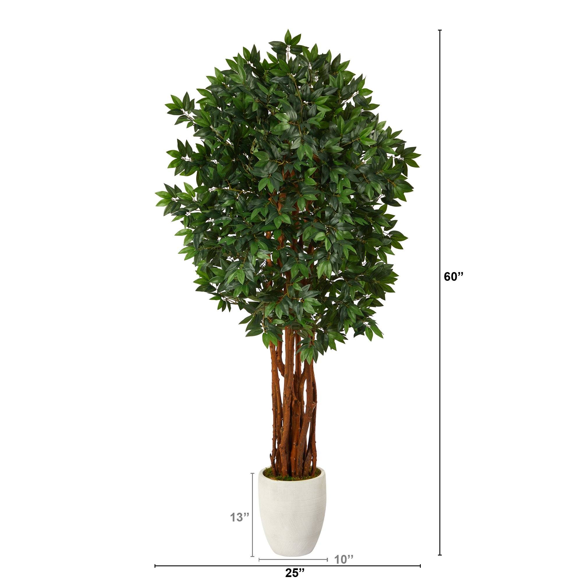 6’ Lychee Artificial Tree in White Planter - Image 2