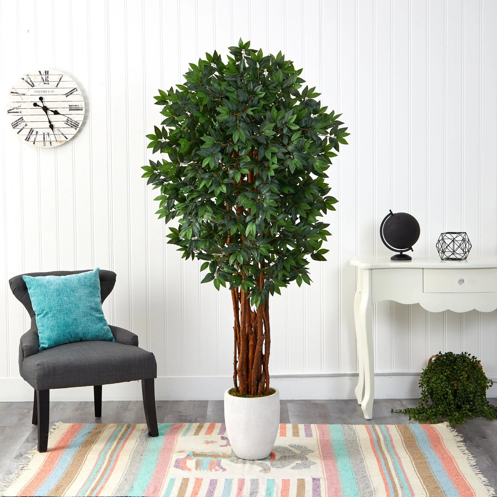 6’ Lychee Artificial Tree in White Planter - Image 4