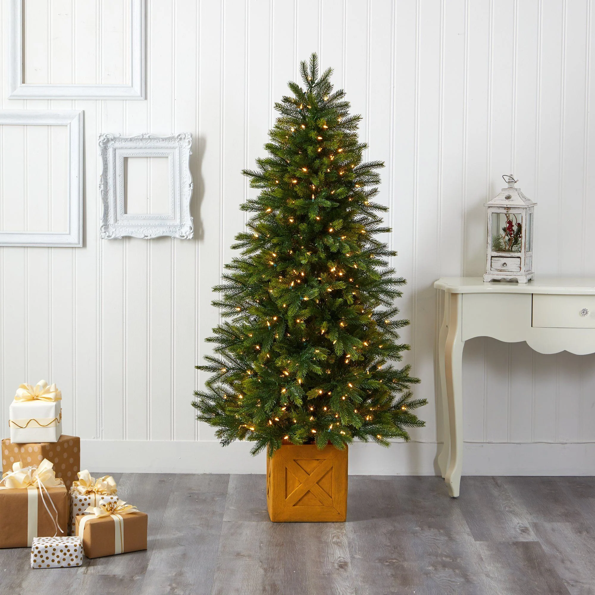 6' Manchester Fir Artificial Christmas Tree in Decorative Planter with 350 Clear Warm (Multifunction) LED Lights and 504 Bendable Branches - Image 7