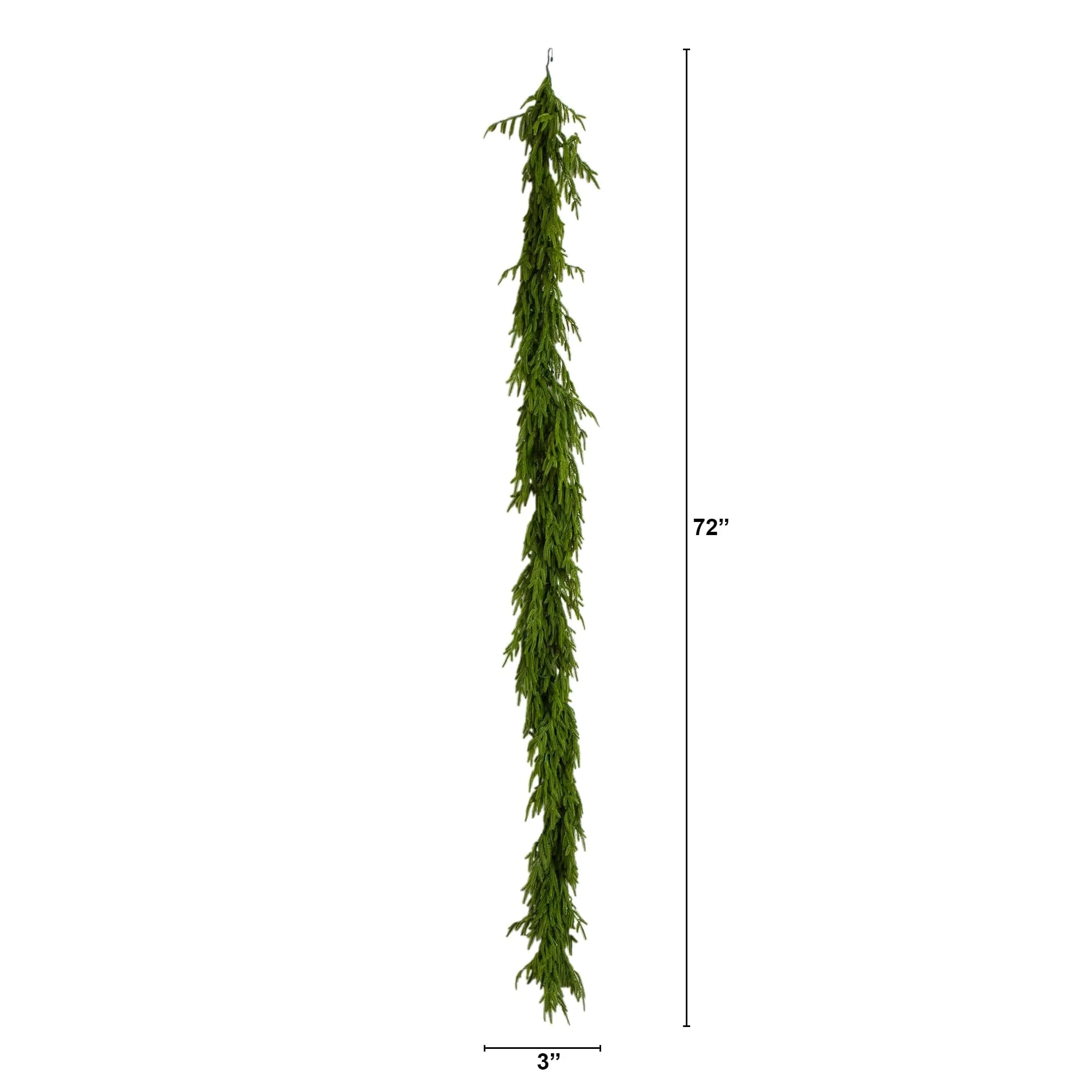 6' Pre-Lit Artificial Real touch Norfolk Island Pine Garland with 35 Warm White LED Lights and Natural Look - Image 8
