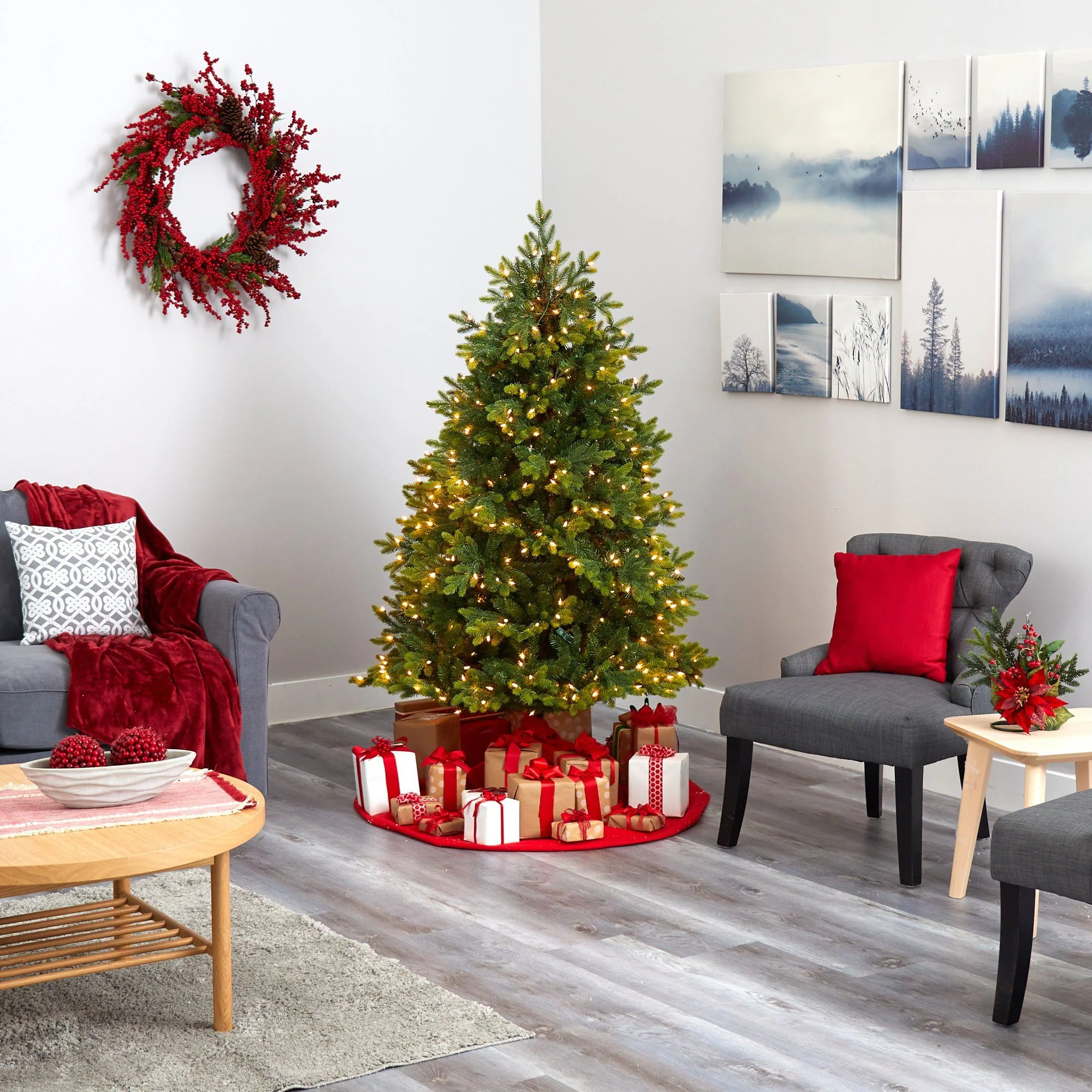 6’ North Carolina Fir Artificial Christmas Tree with 450 Clear Lights and 2303 Bendable Branches - Image 5