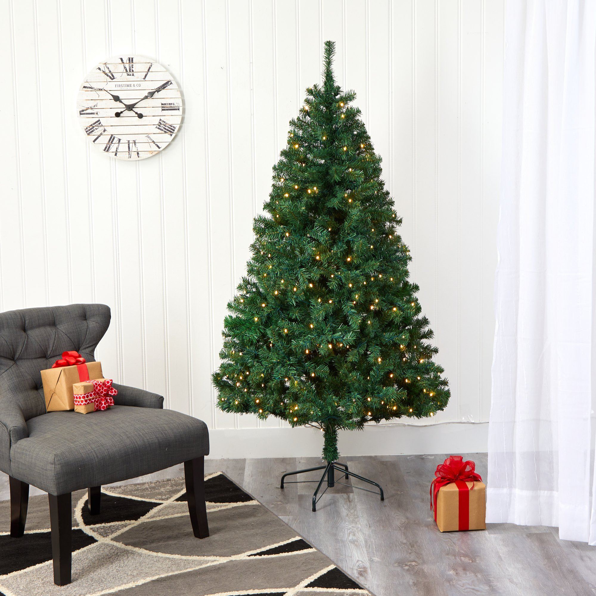 6' Northern Tip Pine Artificial Christmas Tree with 250 Clear LED Lights - Image 5