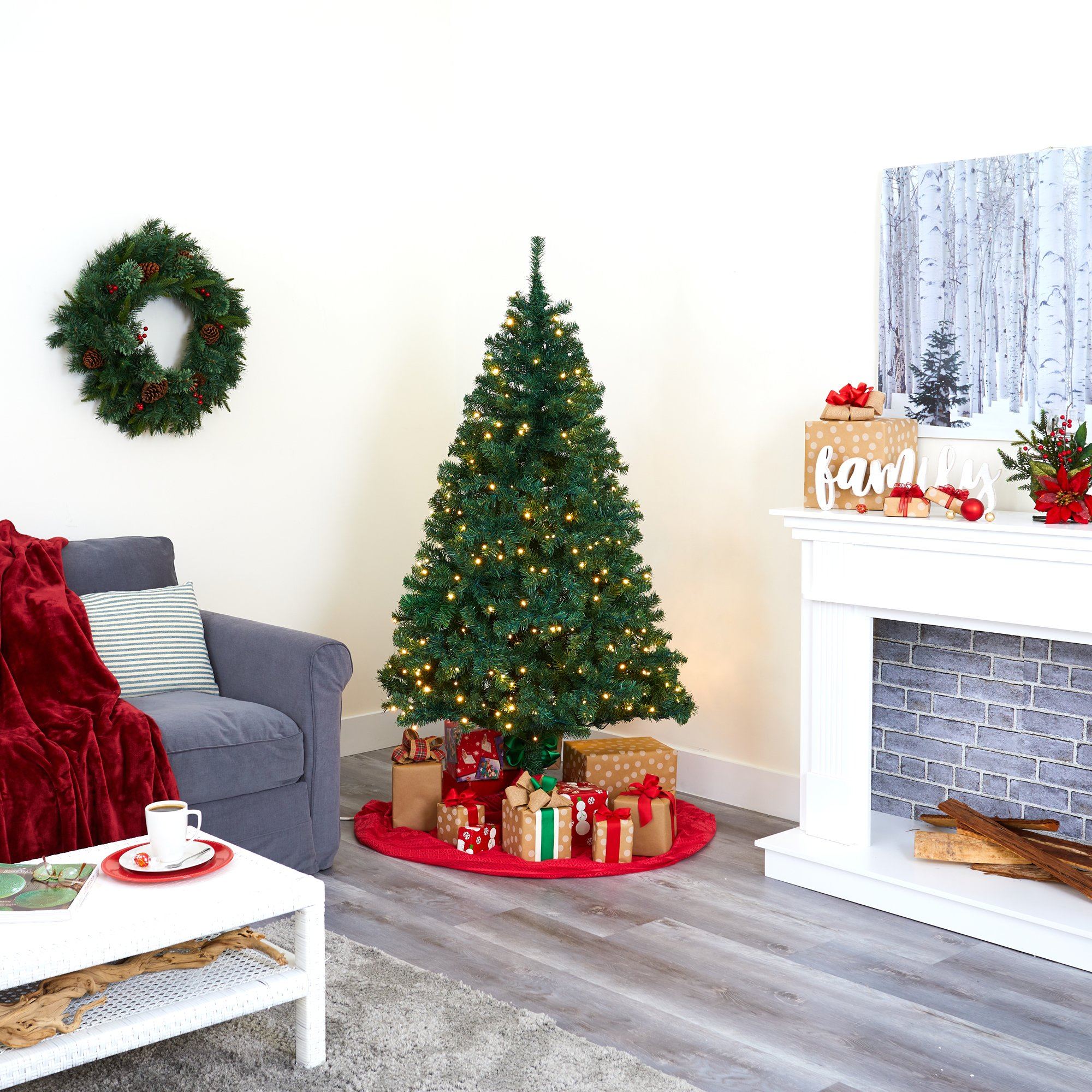 6' Northern Tip Pine Artificial Christmas Tree with 250 Clear LED Lights - Image 6
