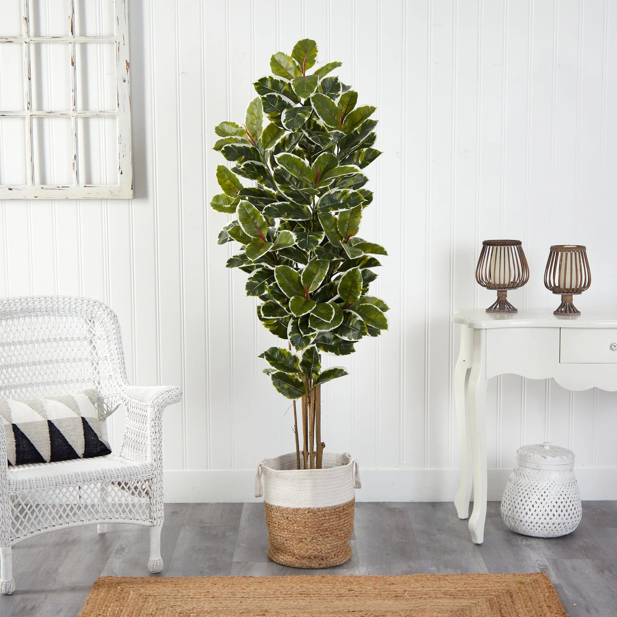 6’ Oak Artificial Tree in Handmade Natural Jute and Cotton Planter UV Resistant (Indoor/Outdoor) - Image 3