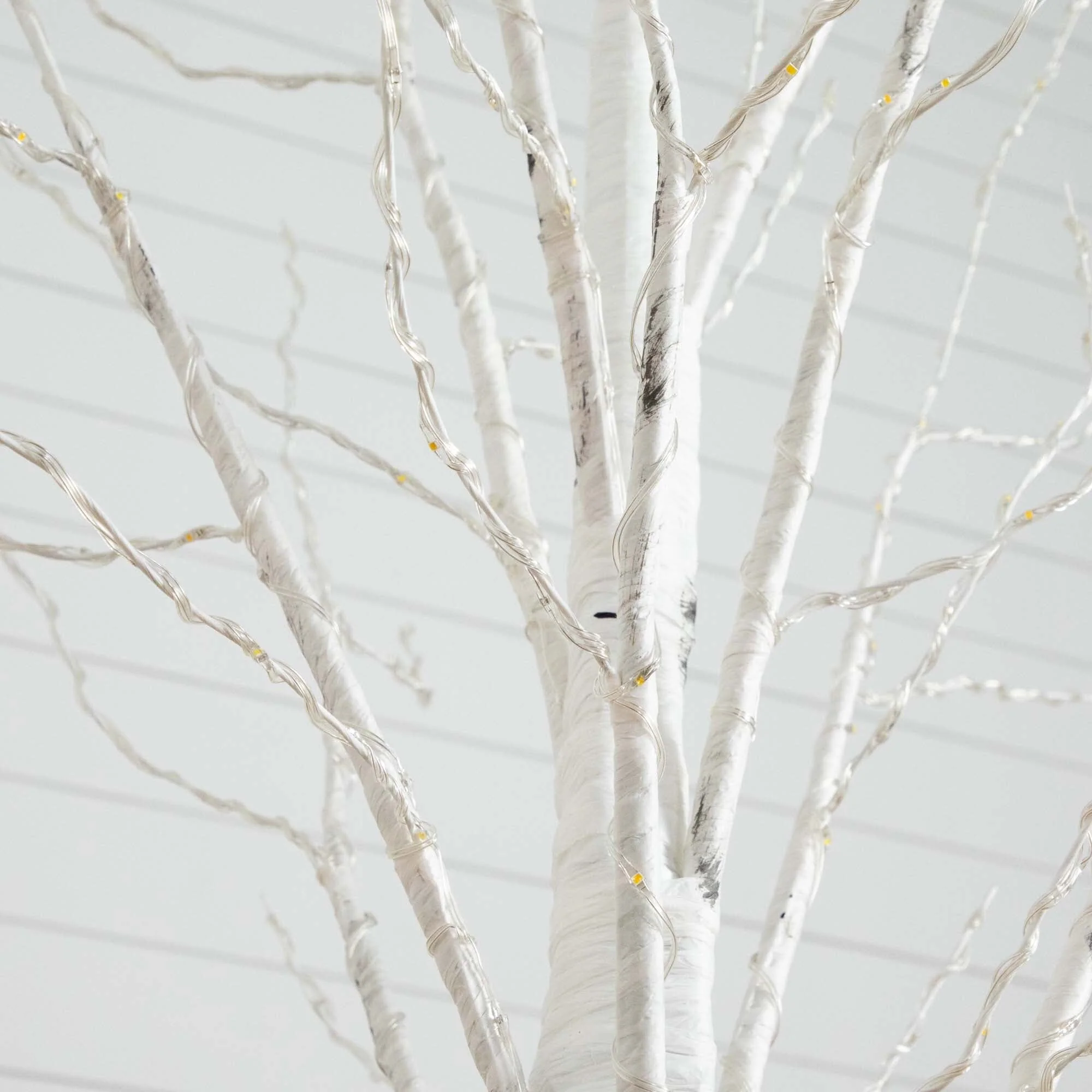6’ Pre-Lit Artificial White Birch Tree with 92  Warm White LED Lights - Image 5