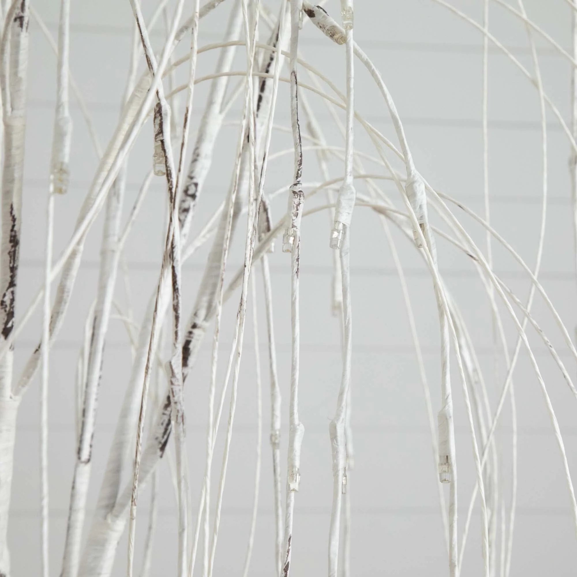 6’ Pre-Lit Artificial White Weeping Willow Tree with 160 Warm White LED Lights - Image 6