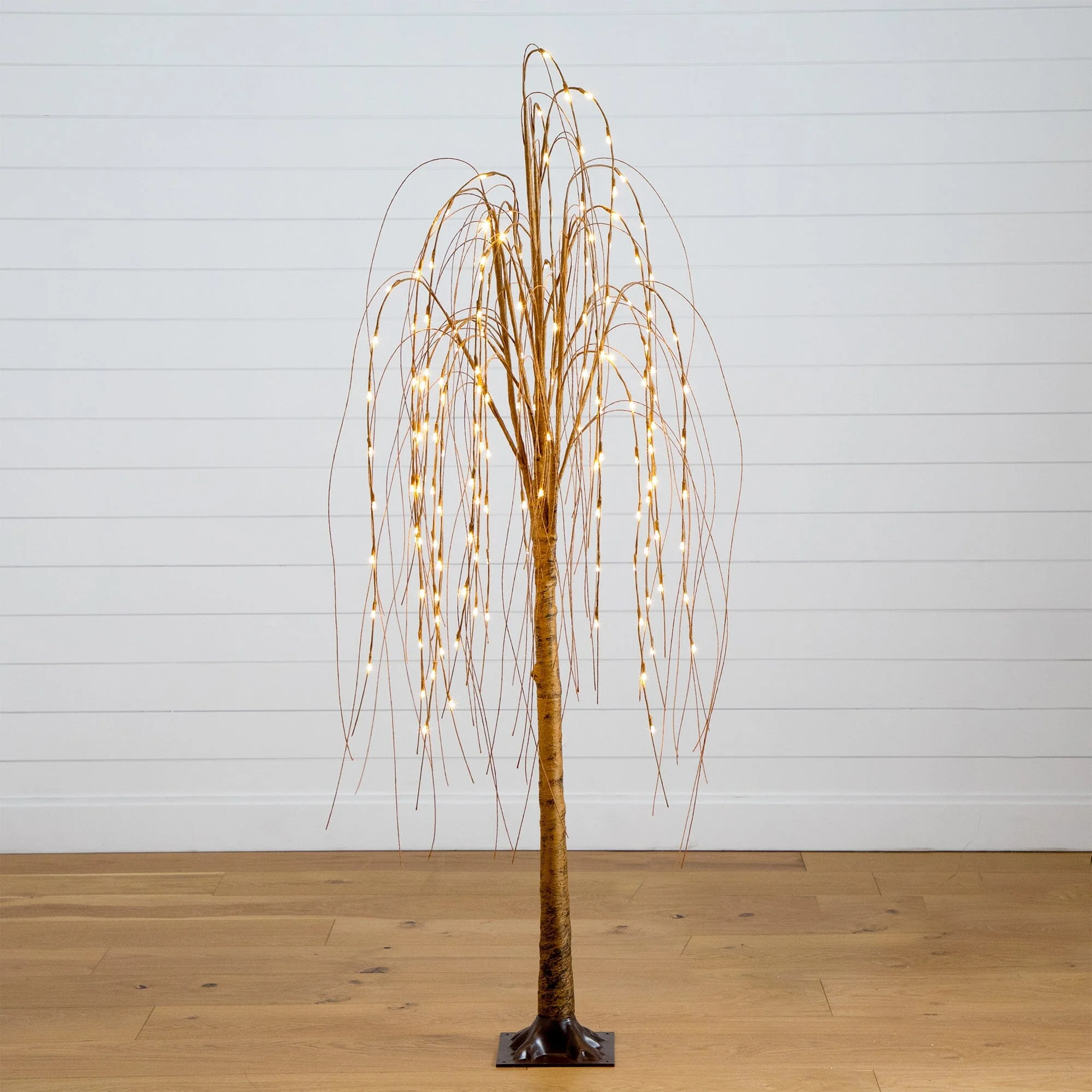 6’ Pre-Lit Artificial Willow Tree with 160 Warm White LED Lights