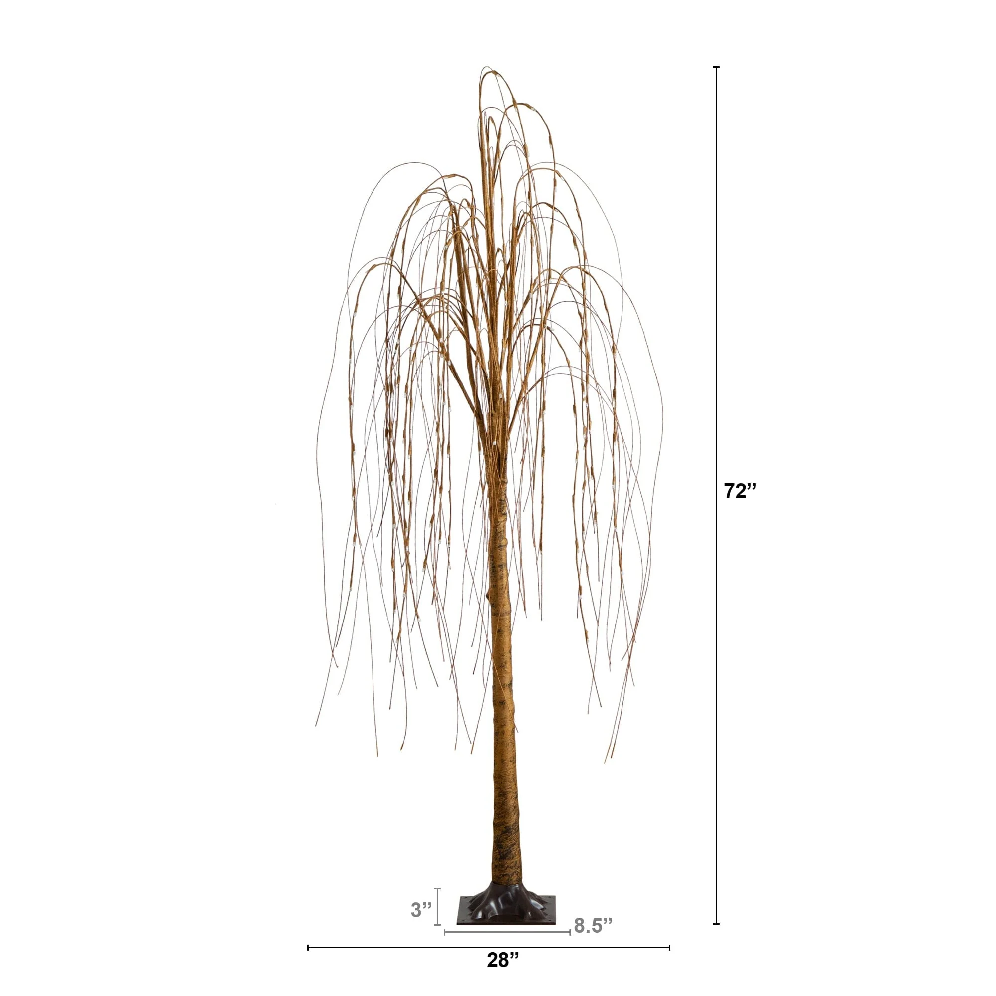 6’ Pre-Lit Artificial Willow Tree with 160 Warm White LED Lights - Image 6