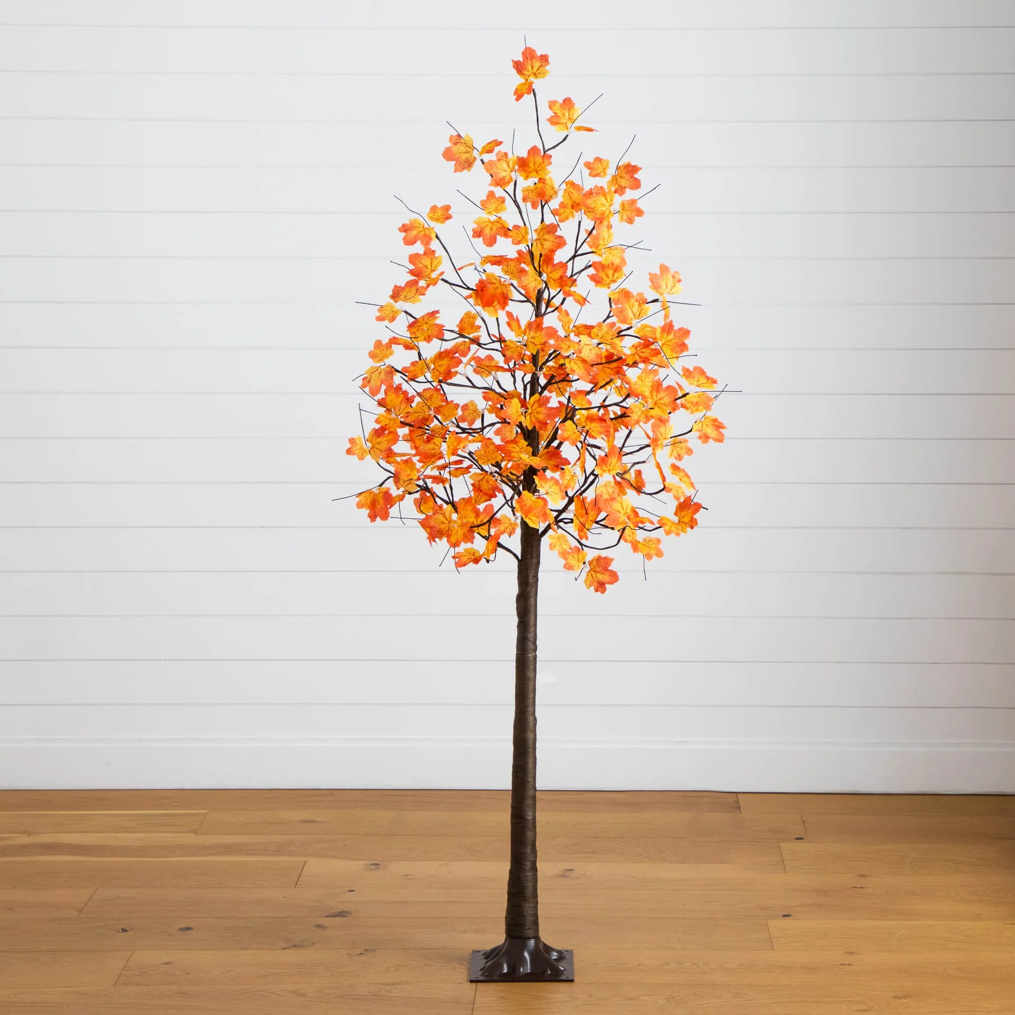 6' Pre-Lit Minimalist Autumn Maple Artificial Fall Tree with 120 Warm White LED Lights - Image 5