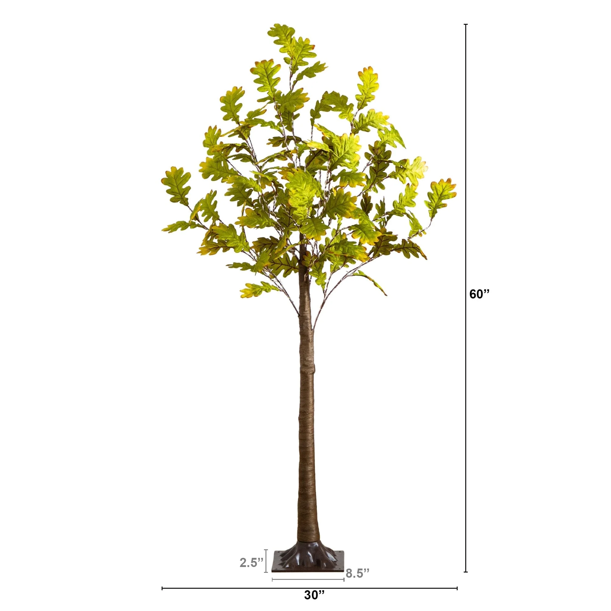 6' Pre-Lit Green Autumn Oak Artificial Fall Tree with 250 Warm White LED Lights - Image 10