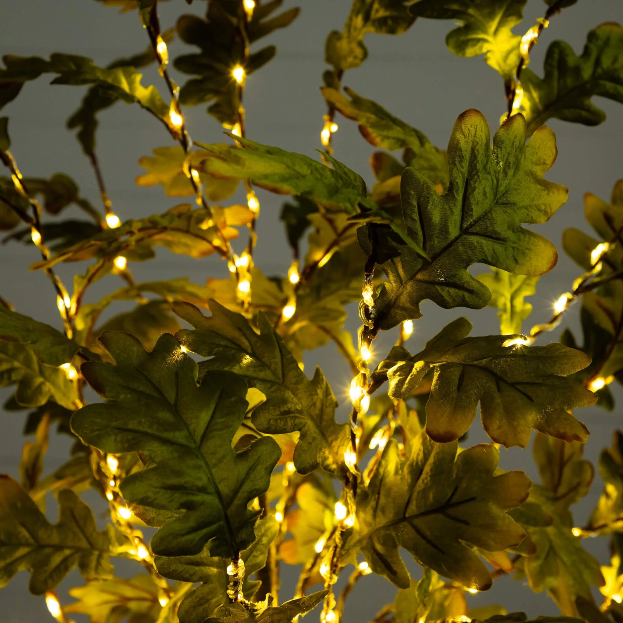 6' Pre-Lit Green Autumn Oak Artificial Fall Tree with 250 Warm White LED Lights - Image 2