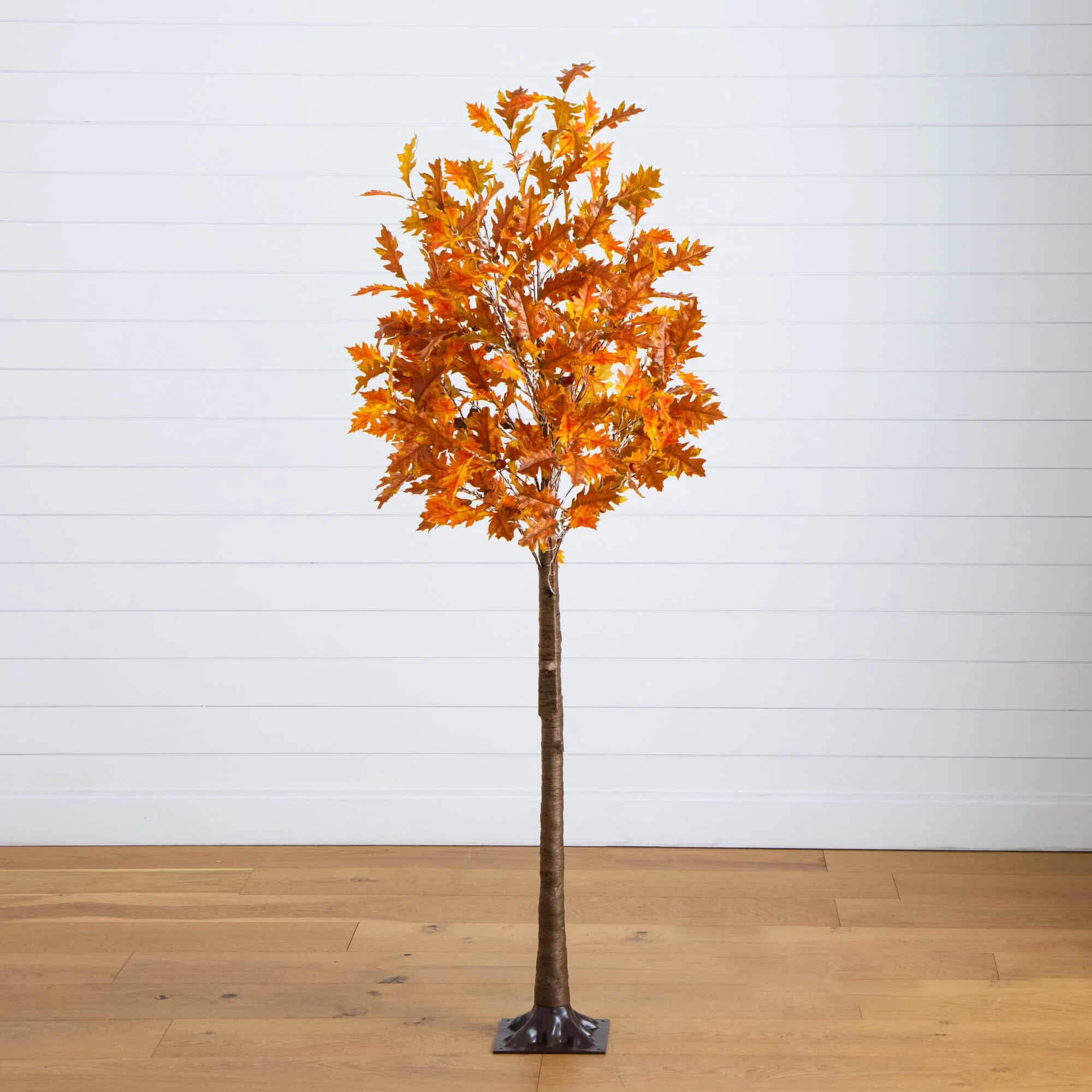 6' Pre-Lit Burnt Orange Autumn Maple Artificial Fall Tree with 300 Warm White LED Lights - Image 6