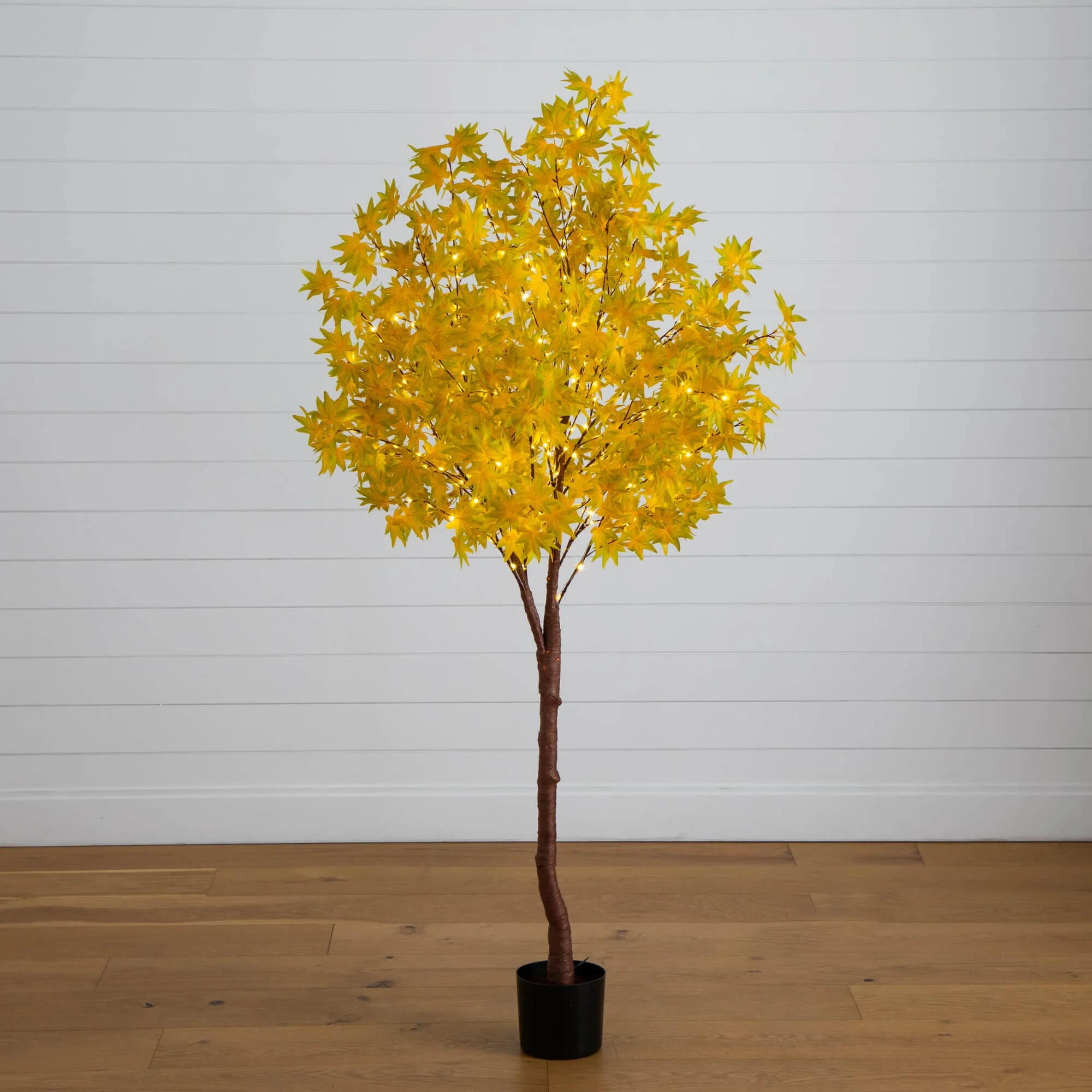 6' Pre-Lit Yellow Autumn Maple Artifical Fall Tree with 350 Warm White LED Lights - Image 5