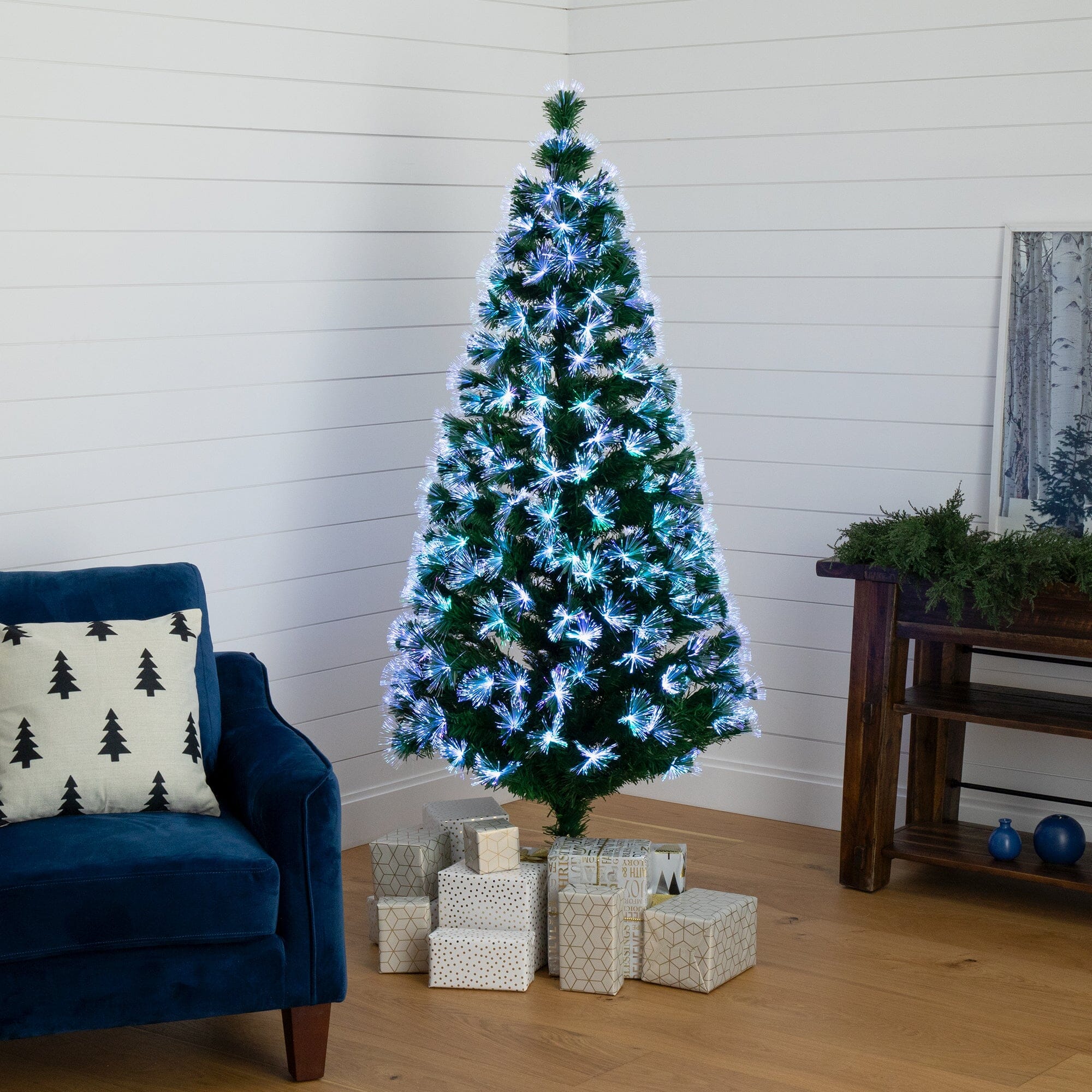 6' Pre-Lit Fiber Optic Artificial Christmas Tree with 220 Colorful LED and Remote Control Show - Image 6