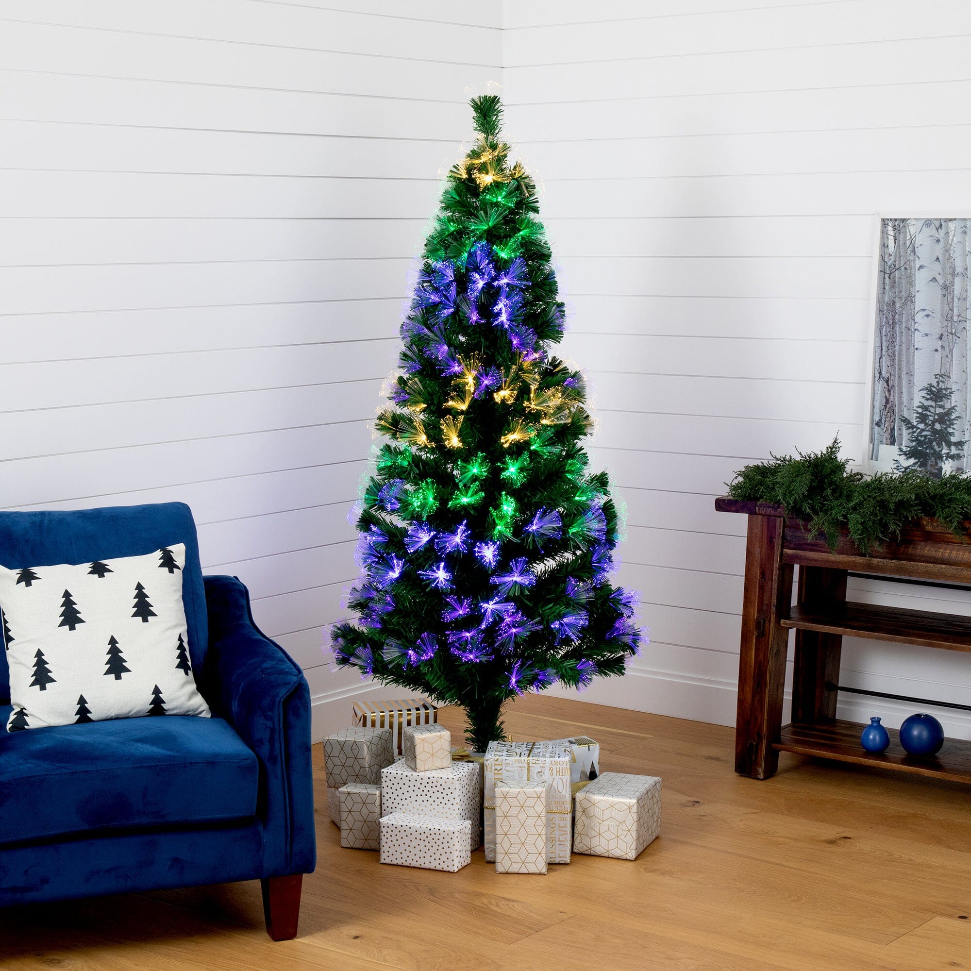6' Pre-Lit Fiber Optic Artificial Christmas Tree with 220 Colorful LED Lights - Image 6