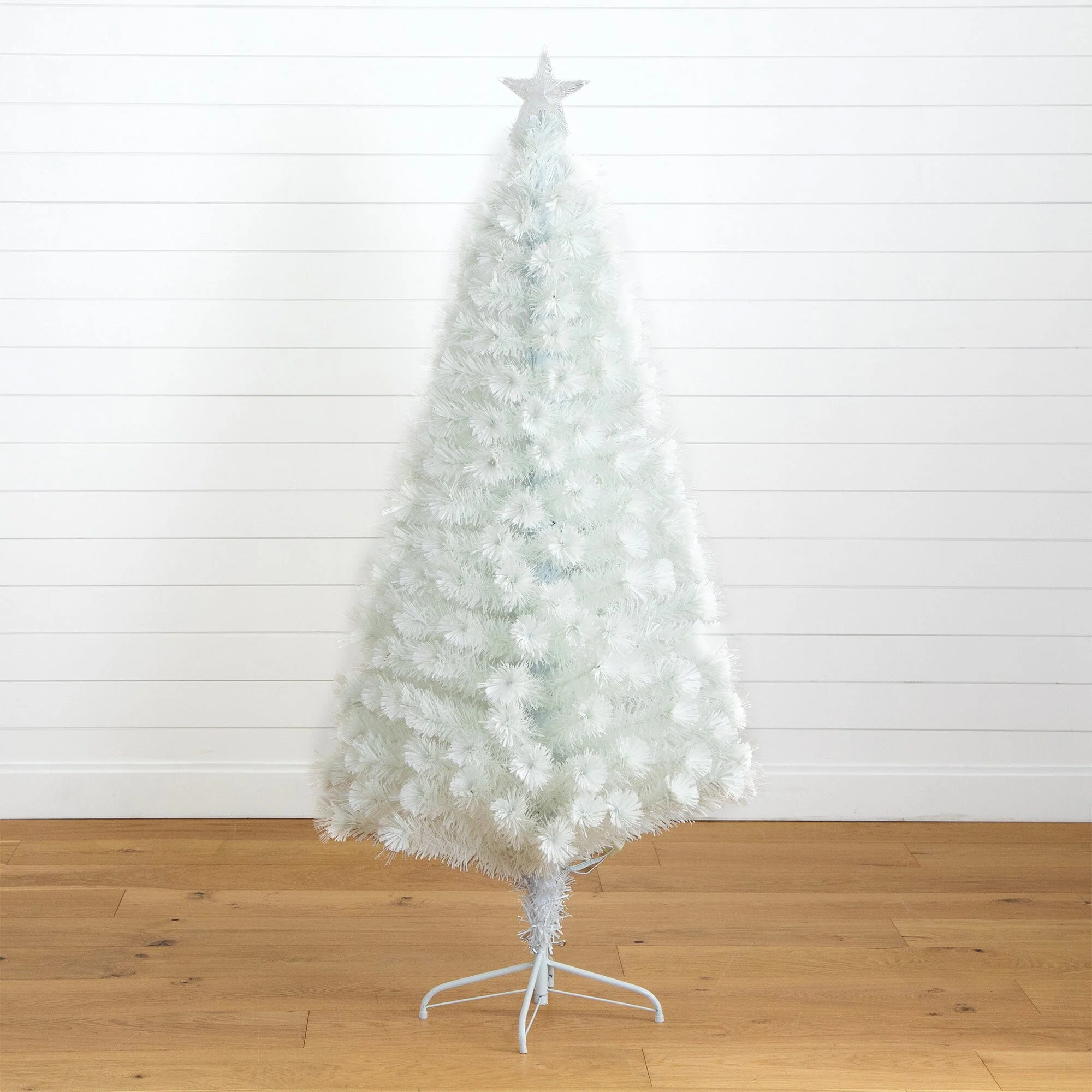 6' Pre-Lit Fiber Optic Artificial White Christmas Tree with Star Tree Topper