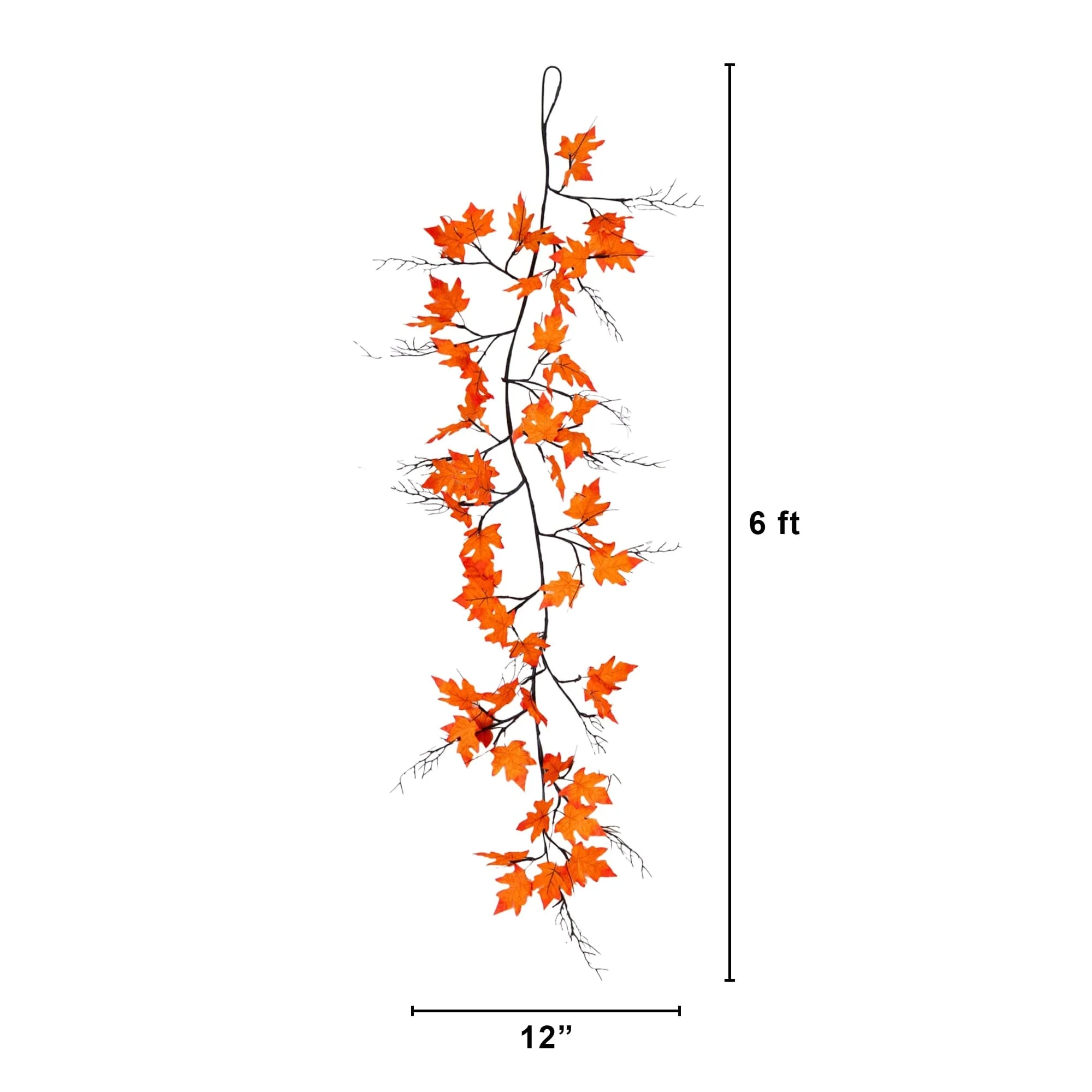 6' Pre-Lit Autumn Maple Artificial Fall Garland with 54 Warm White LED Lights - Image 8