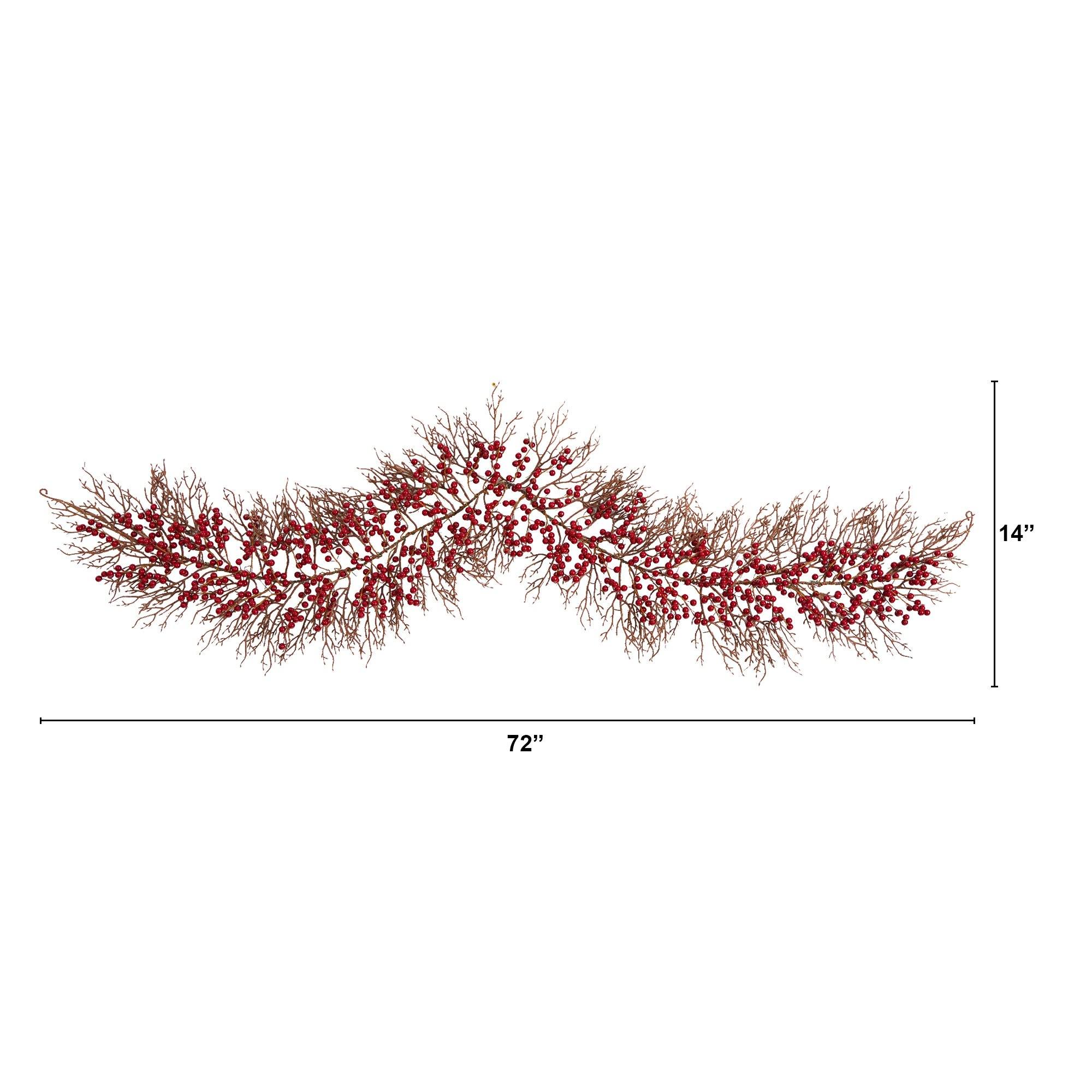 6' Red Berry Artificial Christmas Garland - Image 2