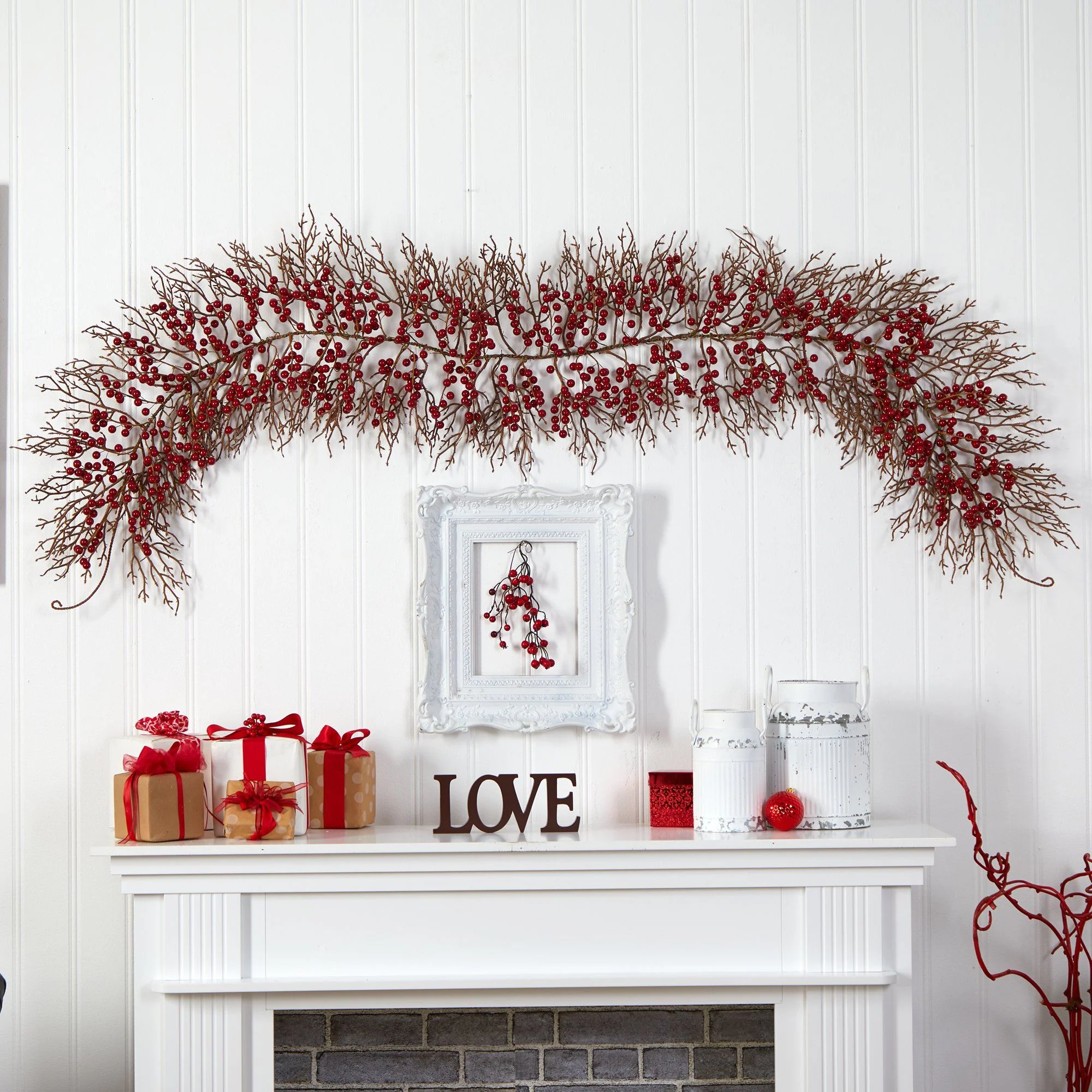 6' Red Berry Artificial Christmas Garland - Image 3