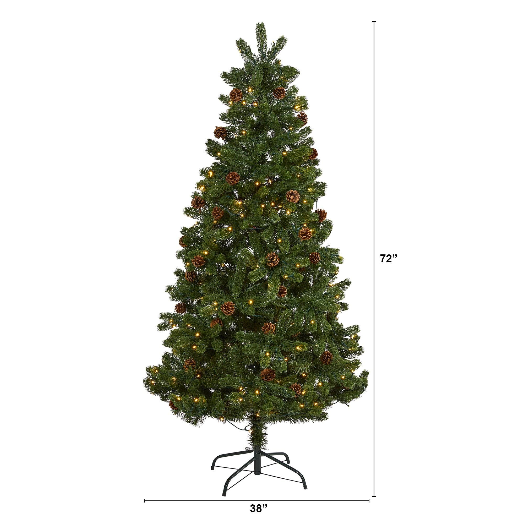 6' Rocky Mountain Spruce Artificial Christmas Tree with Pinecones and 250 Clear LED Lights - Image 2